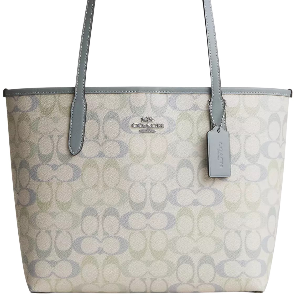Túi Coach Medium City Tote Bag Pretty Signature Canvas Choke Blue CDZ09 4
