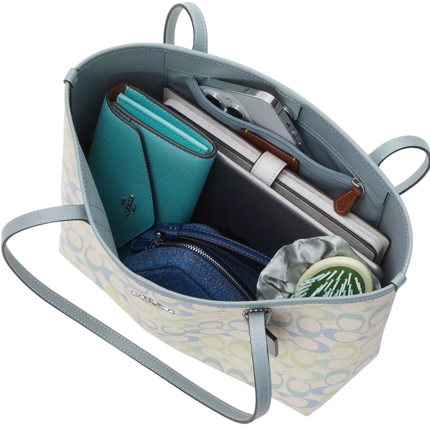 Túi Coach Medium City Tote Bag Pretty Signature Canvas Choke Blue CDZ09 5