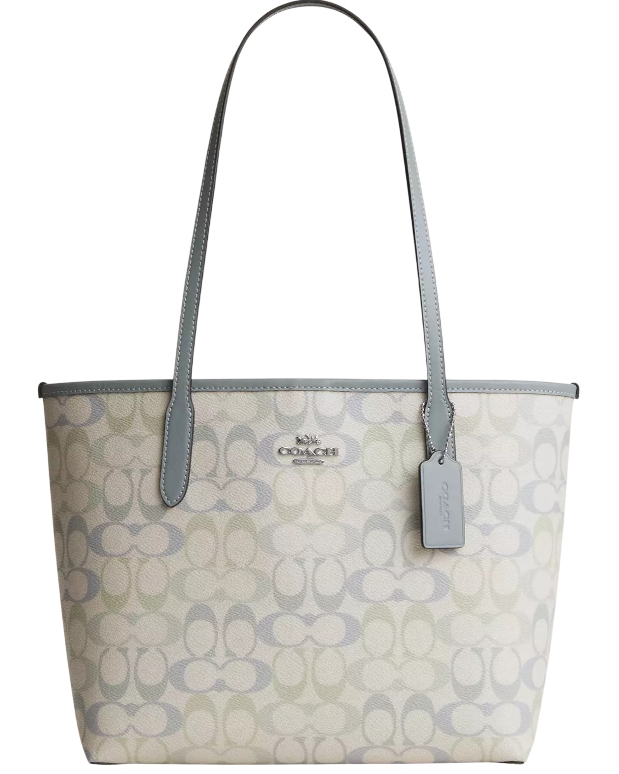 Túi Coach Medium City Tote Bag Pretty Signature Canvas Choke Blue CDZ09 7
