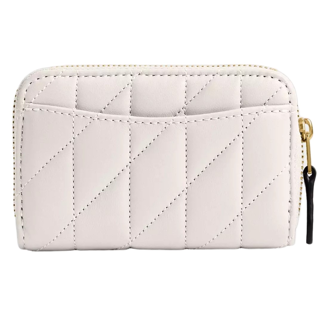 Ví Coach ngắn gập Essential Small Zip Around Card Case With Pillow Quilting Brass Chalk CM505 1