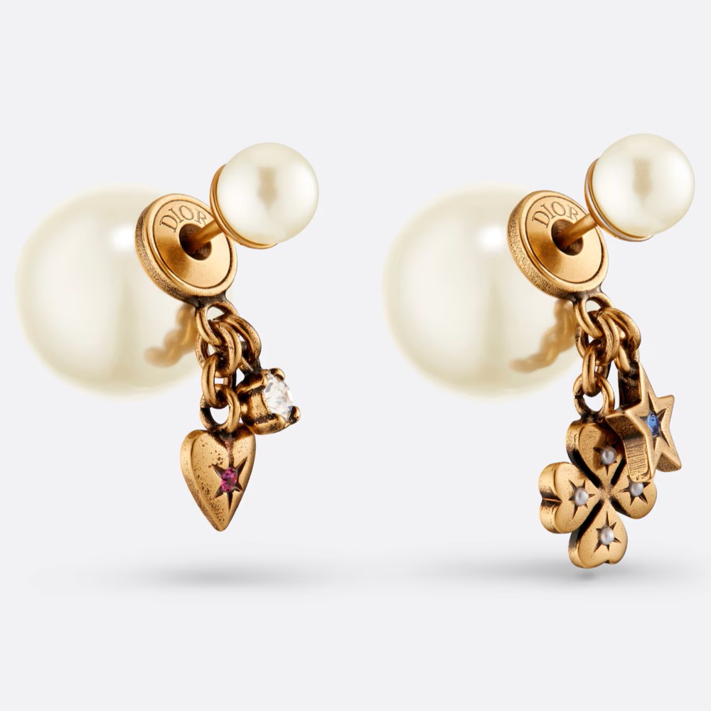 HOA TAI DIOR TRIBALES EARRINGS WITH WHITE RESIN PEARLS AND MULTICOLOR CRYSTALS 5