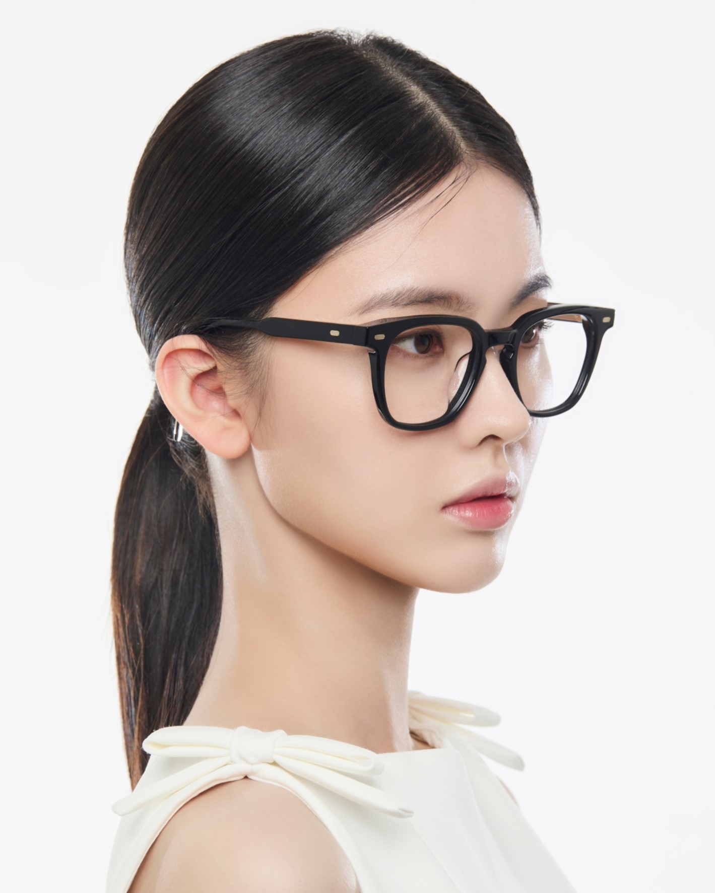 Kính Gentle Monster Kubo 01 Square Glasses in Black Acetate Frame Clear Lenses 13