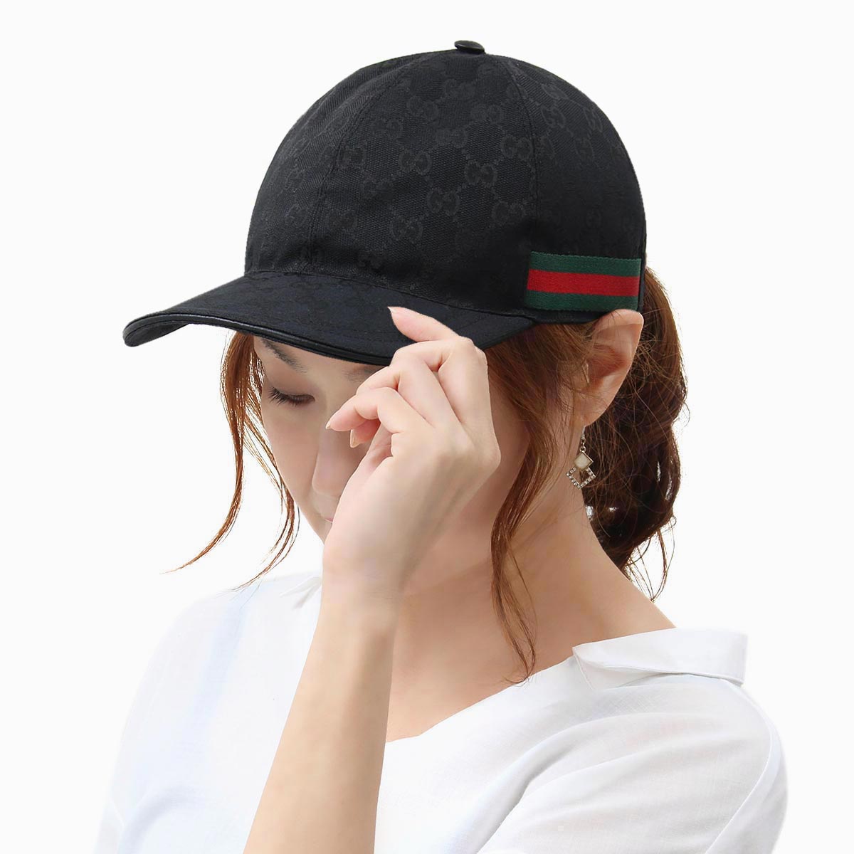 Nón Gucci GG Canvas Baseball Hat With Web Black 3