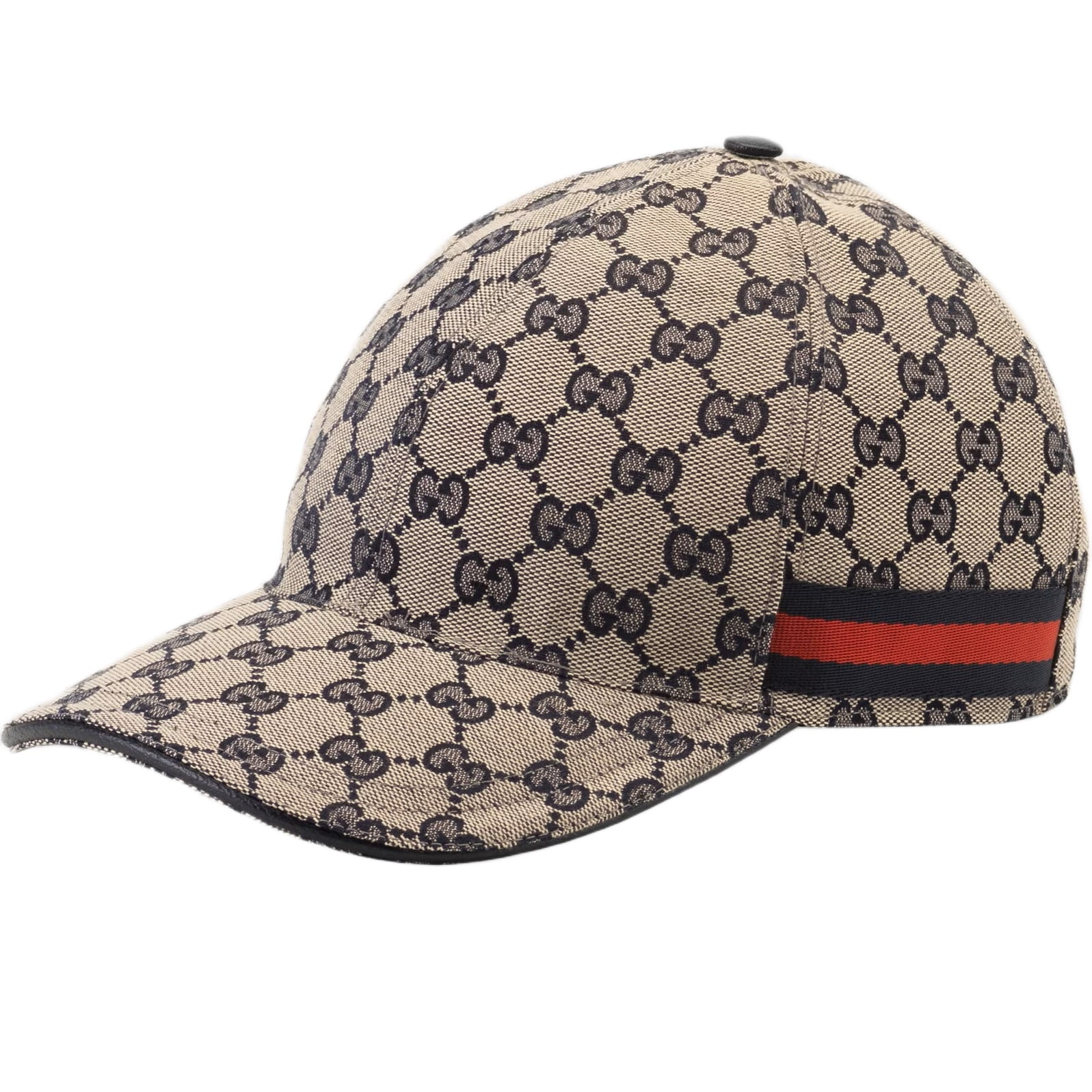 Nón Gucci Canvas Baseball Hat With Web Beige and blue Original GG Canvas 4