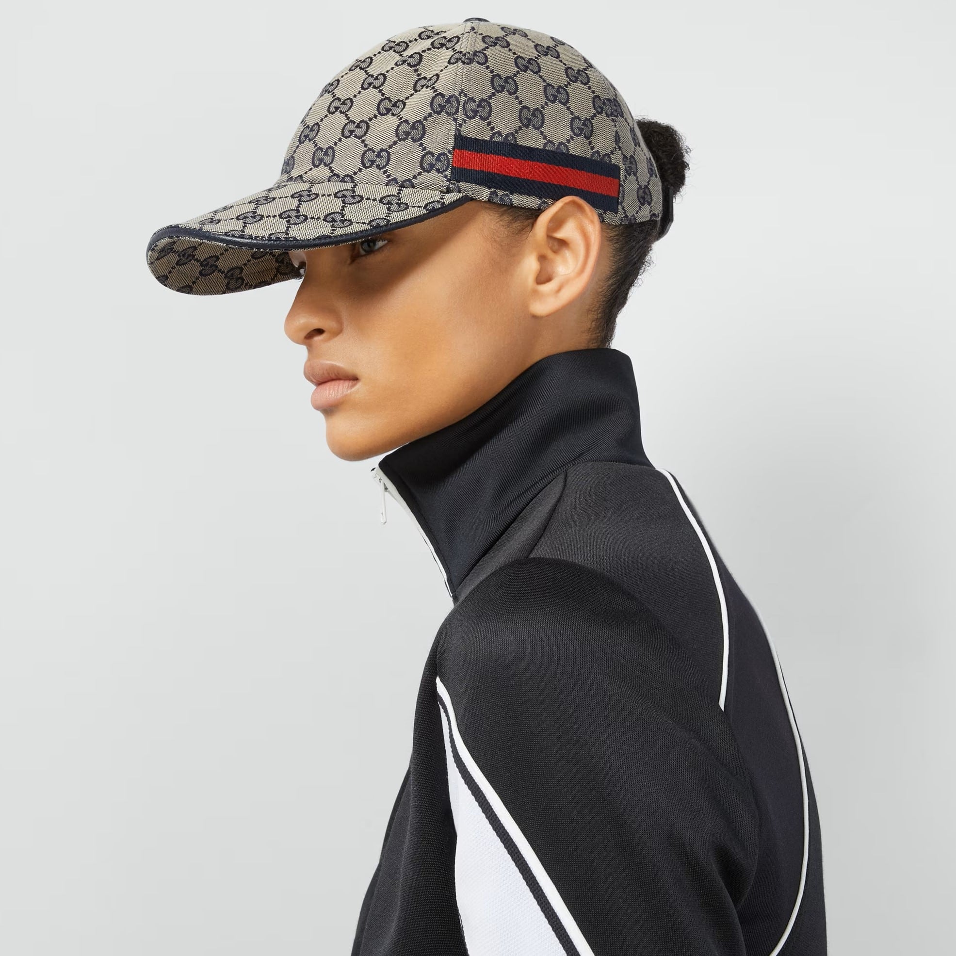 Nón Gucci Canvas Baseball Hat With Web Beige and blue Original GG Canvas 2