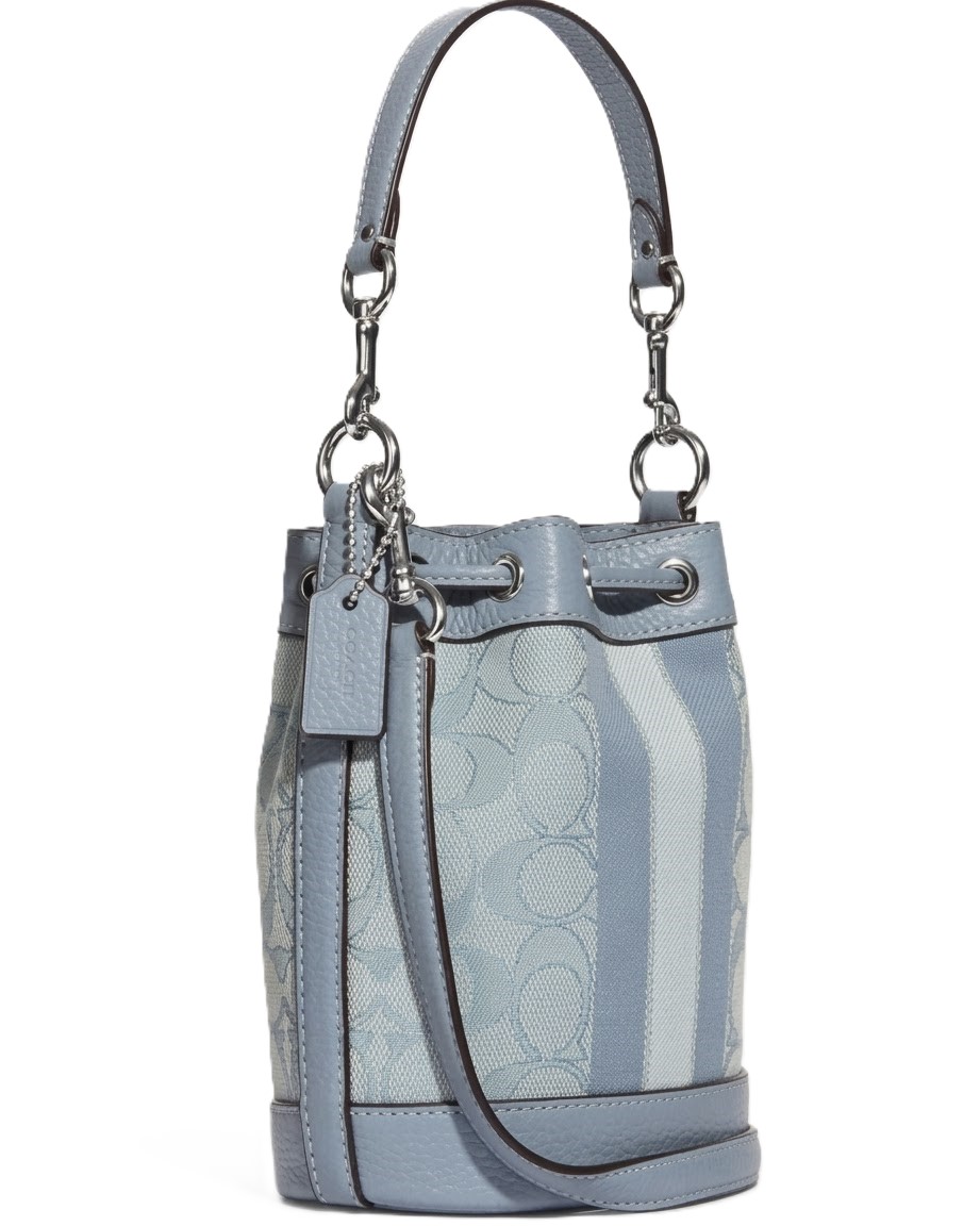 Túi Coach Mini Dempsey Bucket Bag In Signature Jacquard With Stripe And Coach Patch Blue C8322 1