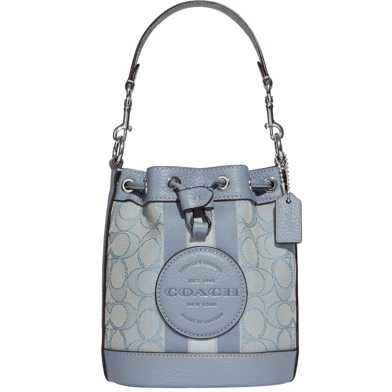 Túi Coach Mini Dempsey Bucket Bag In Signature Jacquard With Stripe And Coach Patch Blue C8322 2