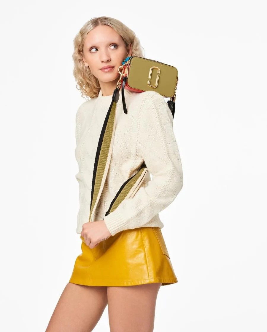 Túi xách nữ Marc Jacobs màu xanh The Colorblock Snapshot Camera Bag Ecru Olive Multi 4