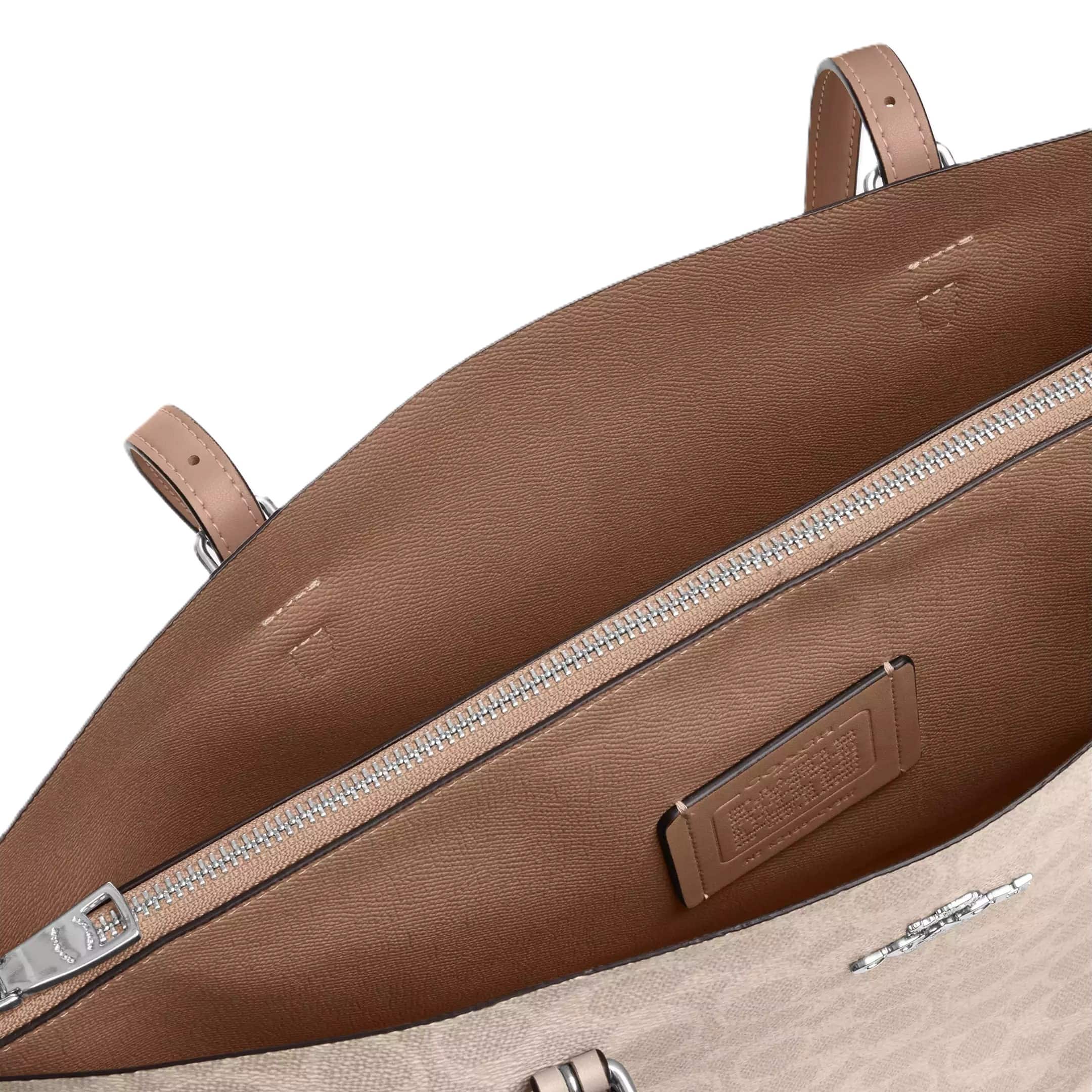 Túi Coach nữ Mollie Tote Bag In Signature Canvas Silver Sand CV967 1