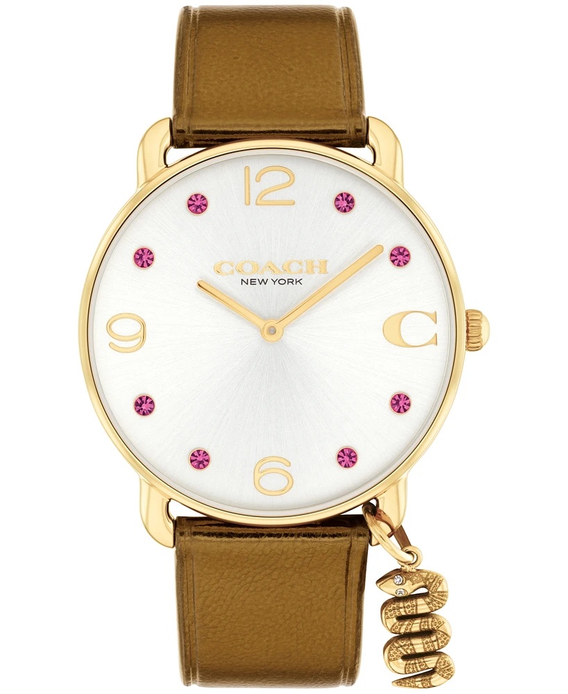 Đồng hồ nữ Coach Womens Elliot Tan Leather Strap Watch 14504449 6