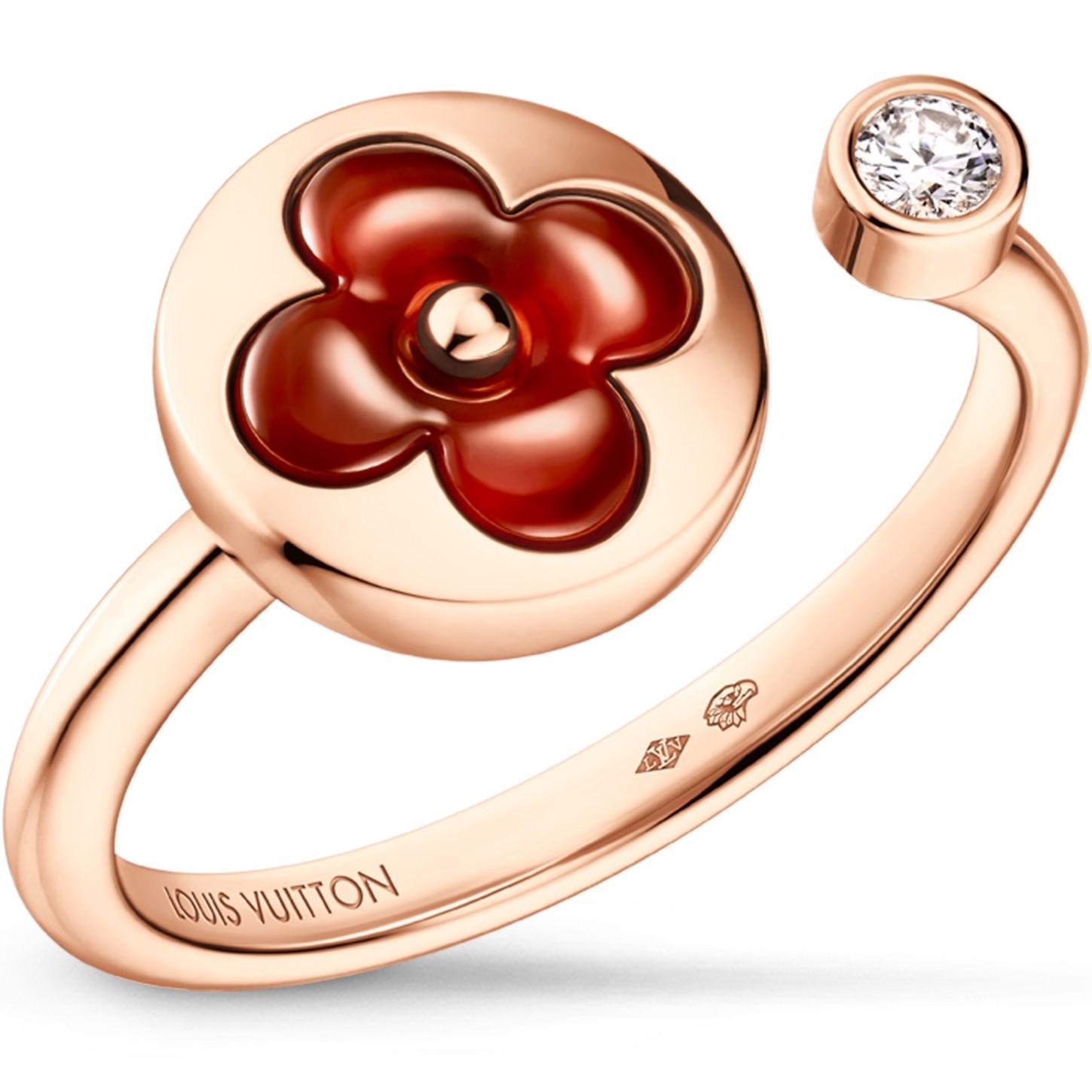 Nhẫn LV Louis Vuitton Color Blossom Mini Sun Ring Cornelian and Diamond 2