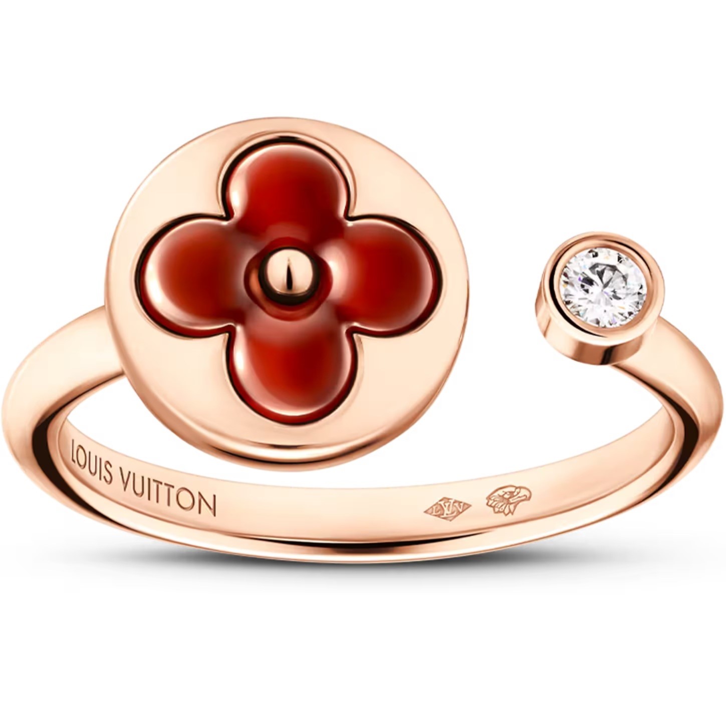 Nhẫn LV Louis Vuitton Color Blossom Mini Sun Ring Cornelian and Diamond 4