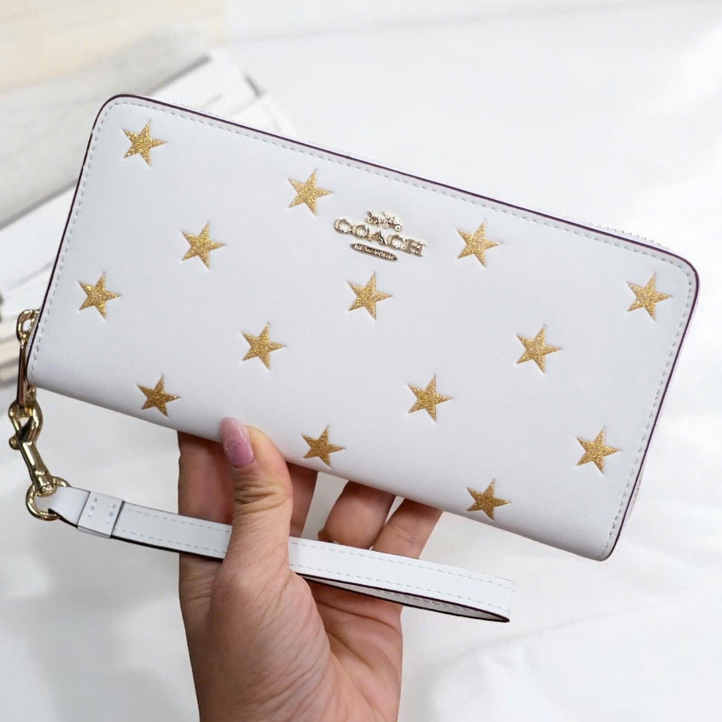 Ví Coach dài Long Zip Around Wallet With Star Print Chalk Multi CW479 7