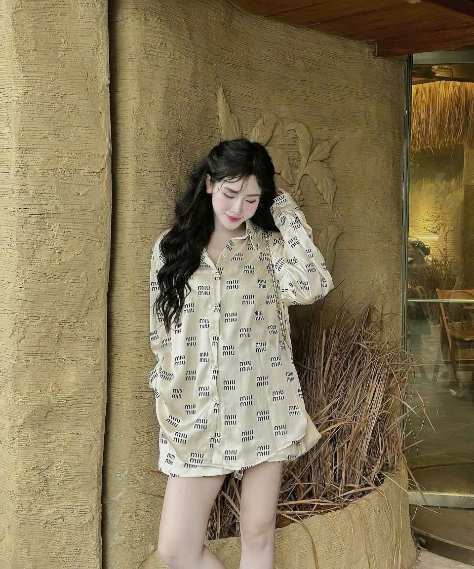 Set bộ áo sơ mi quần ngắn lụa MiuMiu 5
