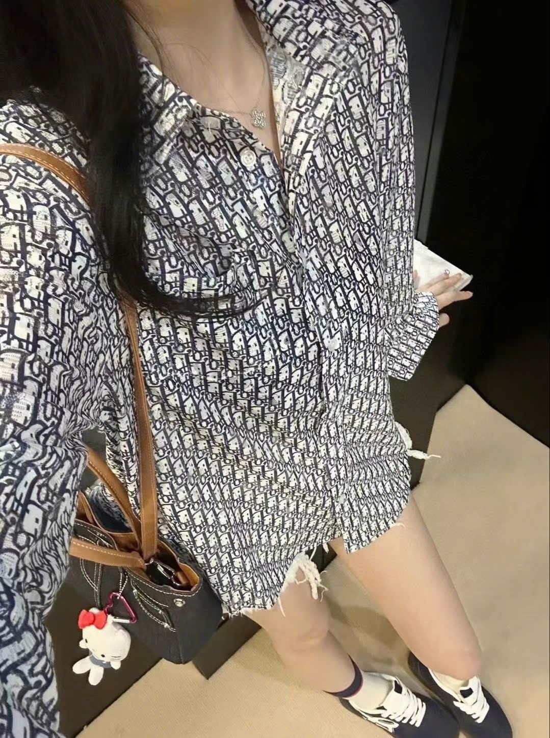 Áo sơ mi nữ họa tiết hãng Dior 2