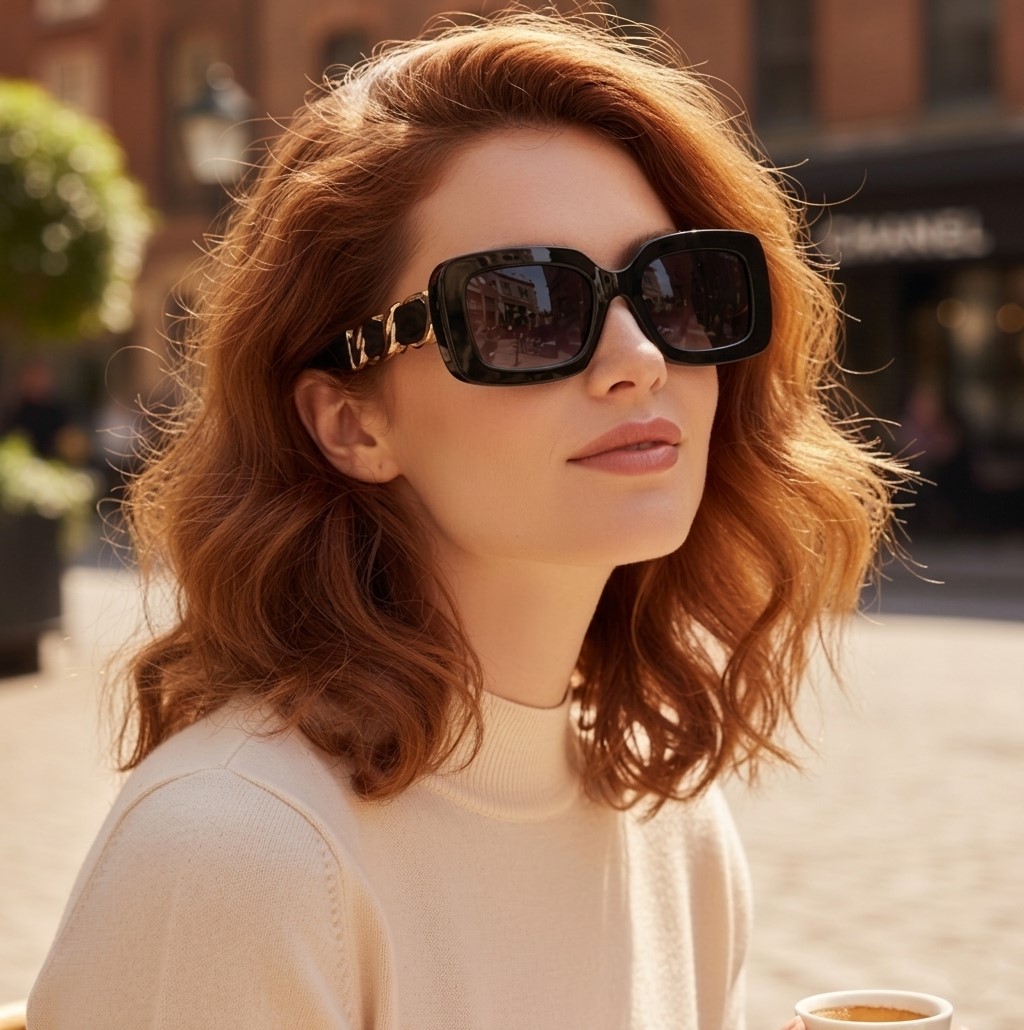 Kính Chanel Rectangle Sunglasses Black Frame Grey Lenses 9183 5