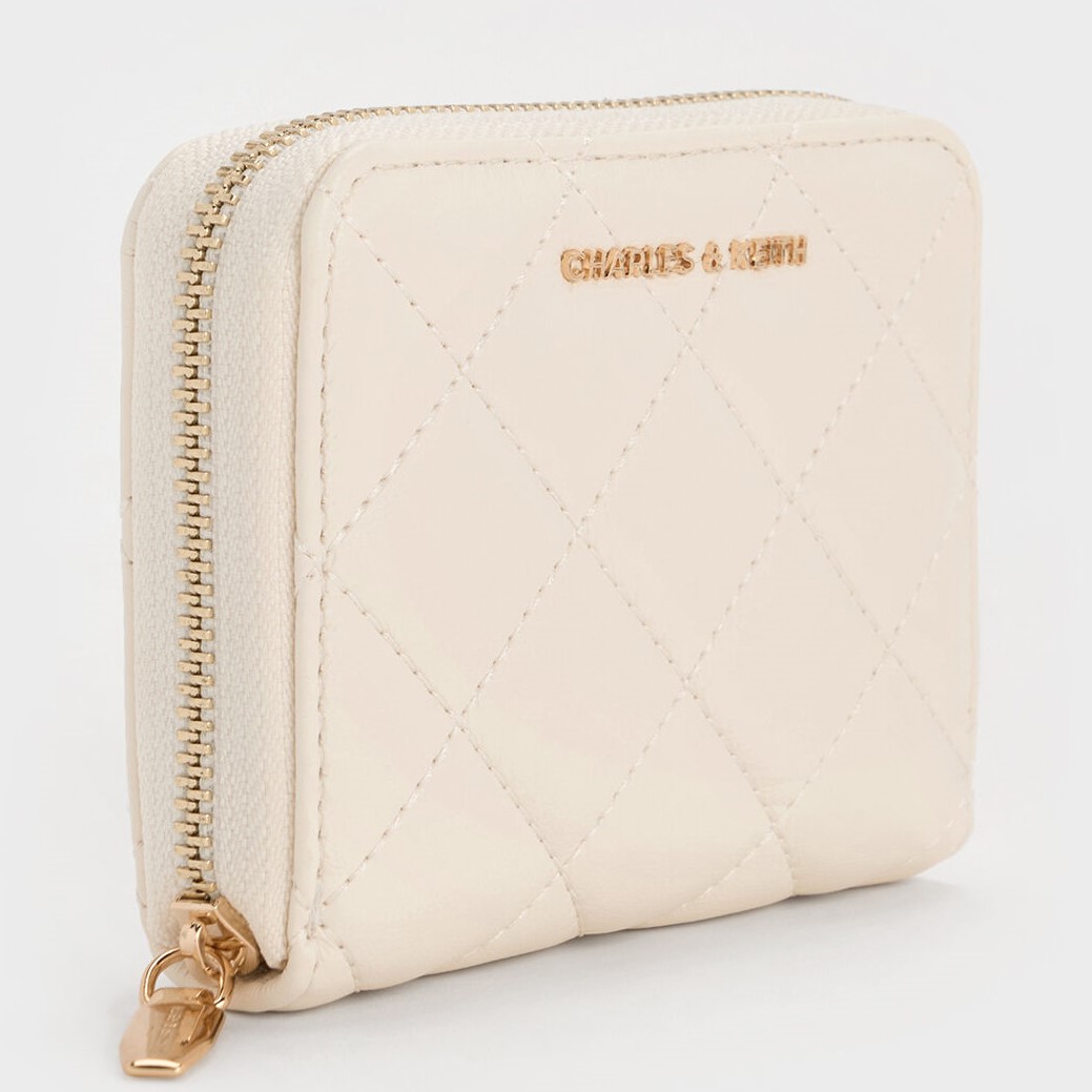 Ví ngắn gập trắng Charles Keith Alva Quilted Zip Around Wallet CK6-10770678 5