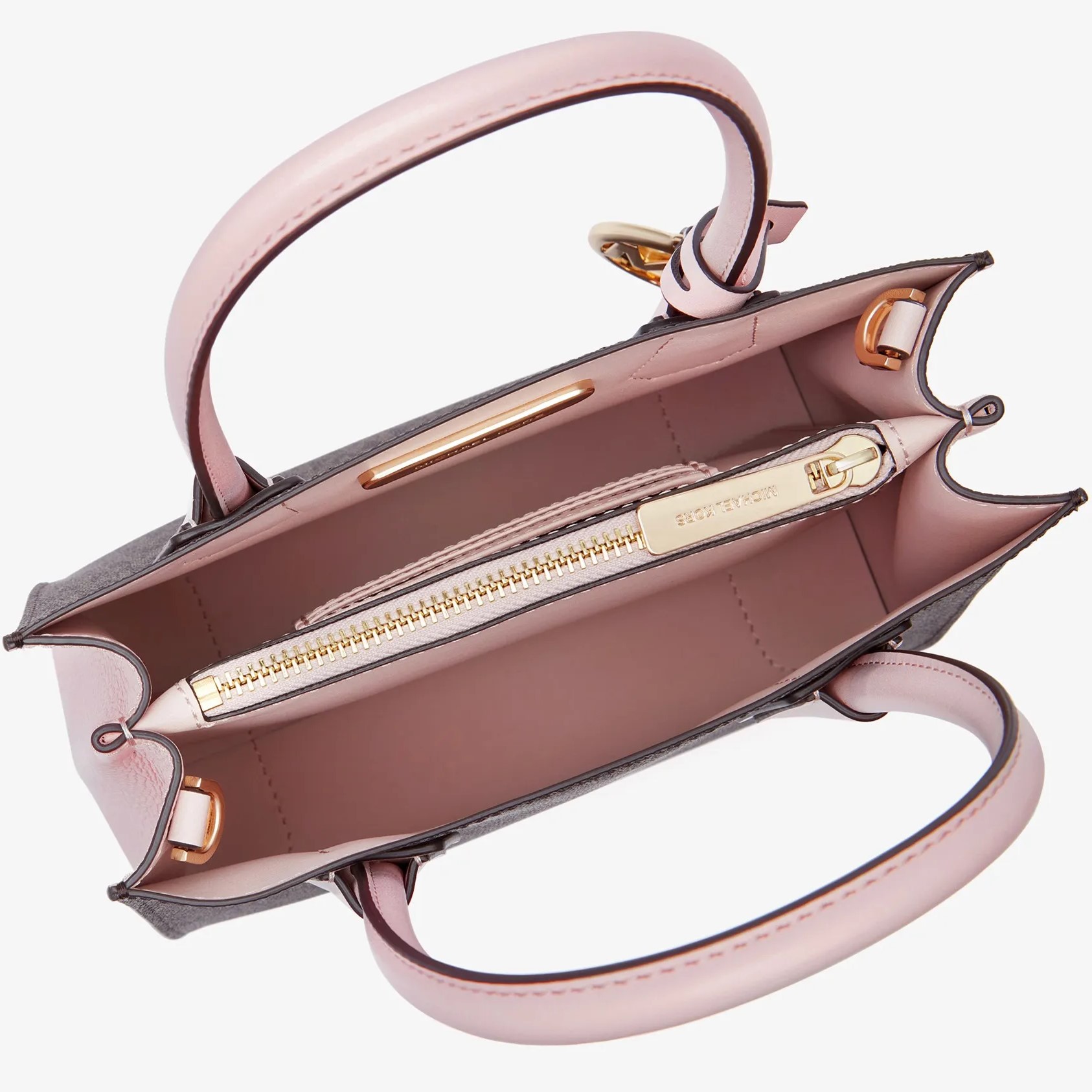 Túi MK Michael Kors Mercer Medium Monogram Tote Dark Brown Nude Pink 8
