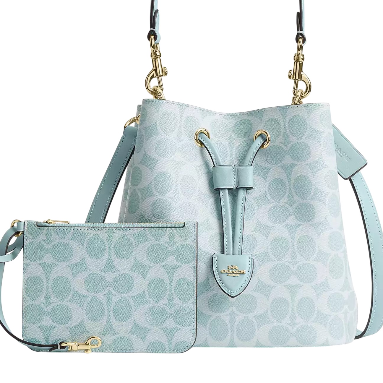 Túi Bucket Coach Rowan Exclusive Canvas Bucket Bag Pale Blue CEZ36 6