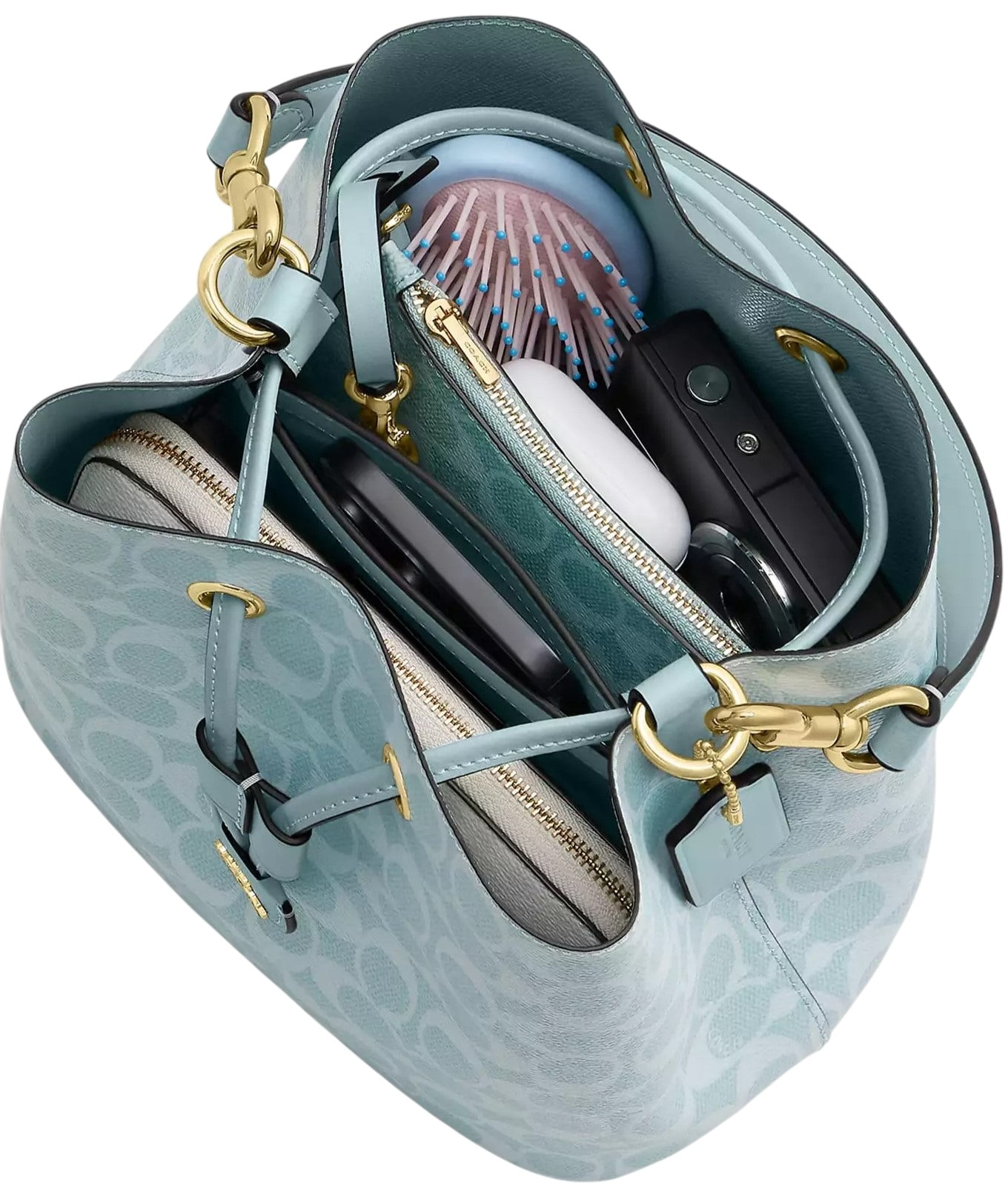 Túi Bucket Coach Rowan Exclusive Canvas Bucket Bag Pale Blue CEZ36 7