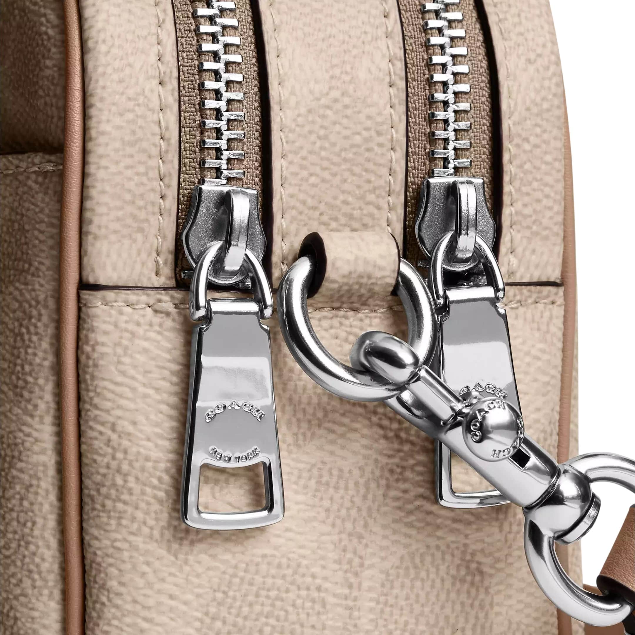 Túi Coach Mini Carey Crossbody Bag In Signature Canvas Taupe CEK69 4