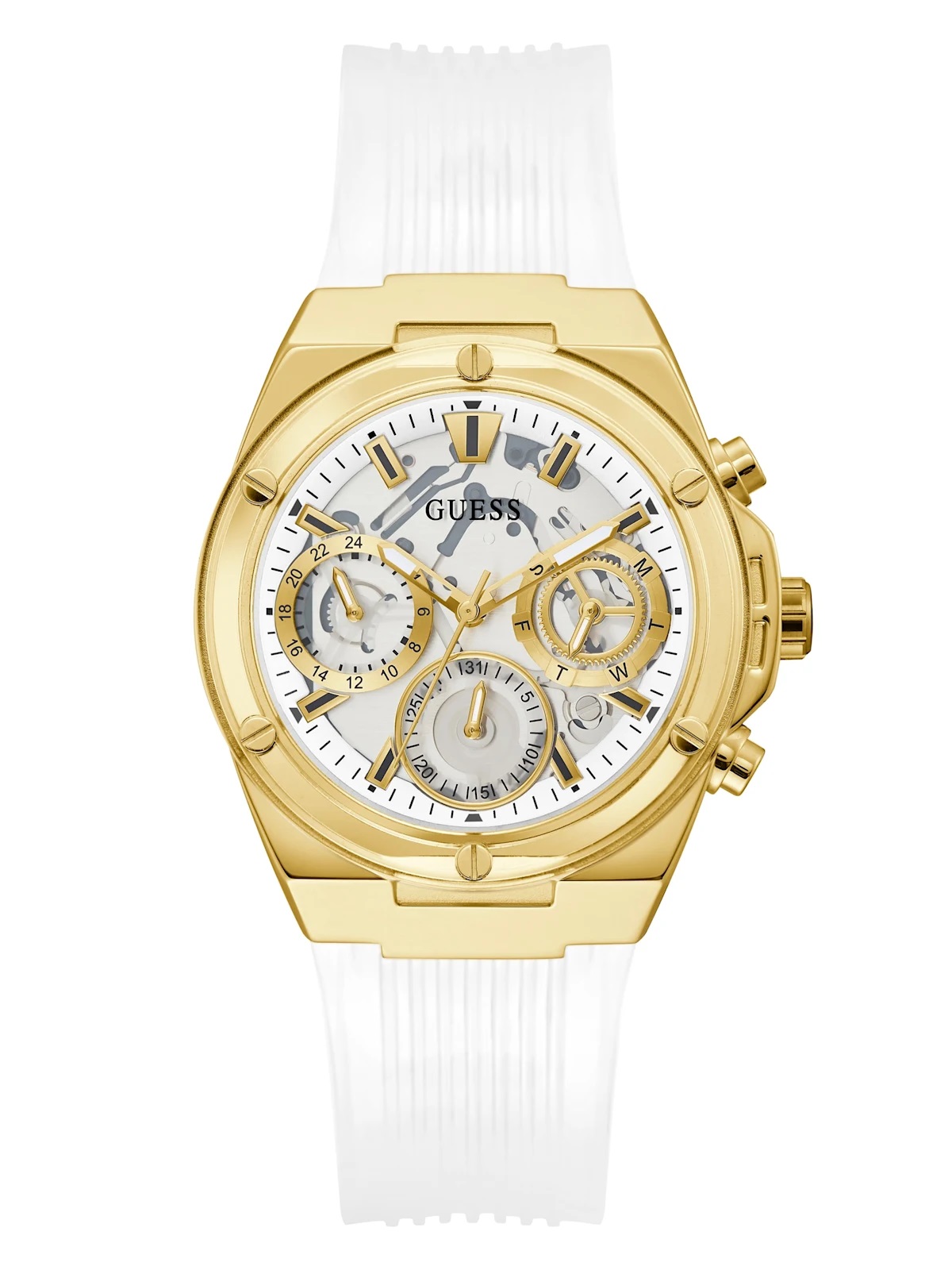 ĐỒNG HỒ GUESS WHITE AND GOLD-TONE MULTIFUNCTION WATCH 4
