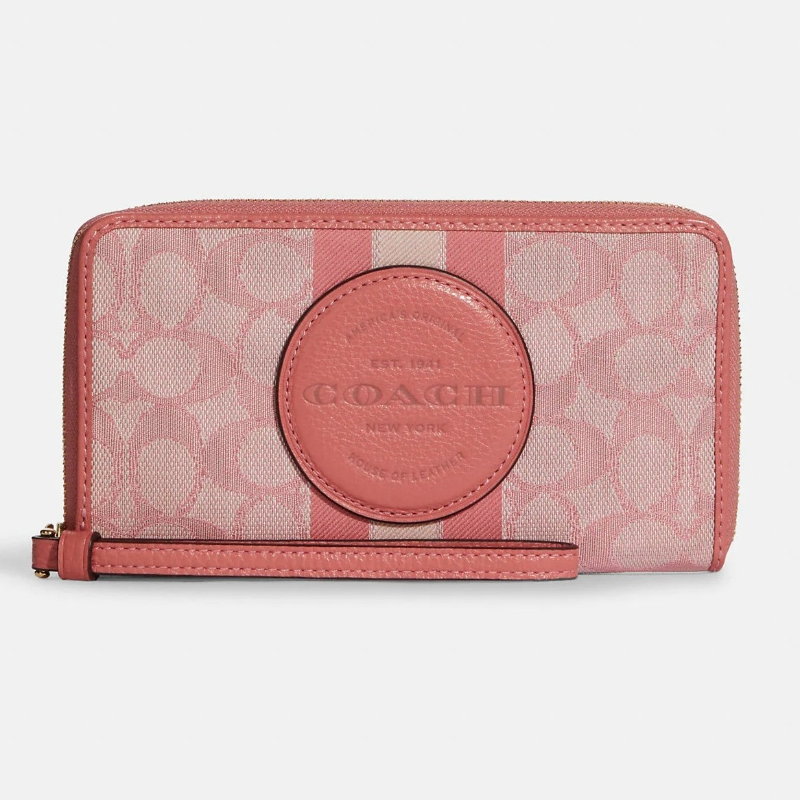 VÍ DÀI NỮ COACH DEMPSEY LARGE PHONE WALLET IN SIGNATURE JACQUARD WITH STRIPE AND COACH PATCH 1