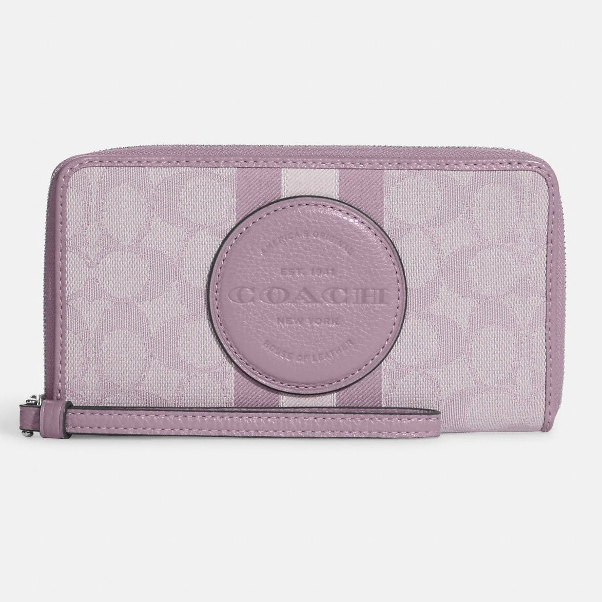 VÍ DÀI NỮ COACH DEMPSEY LARGE PHONE WALLET IN SIGNATURE JACQUARD WITH STRIPE AND COACH PATCH 4