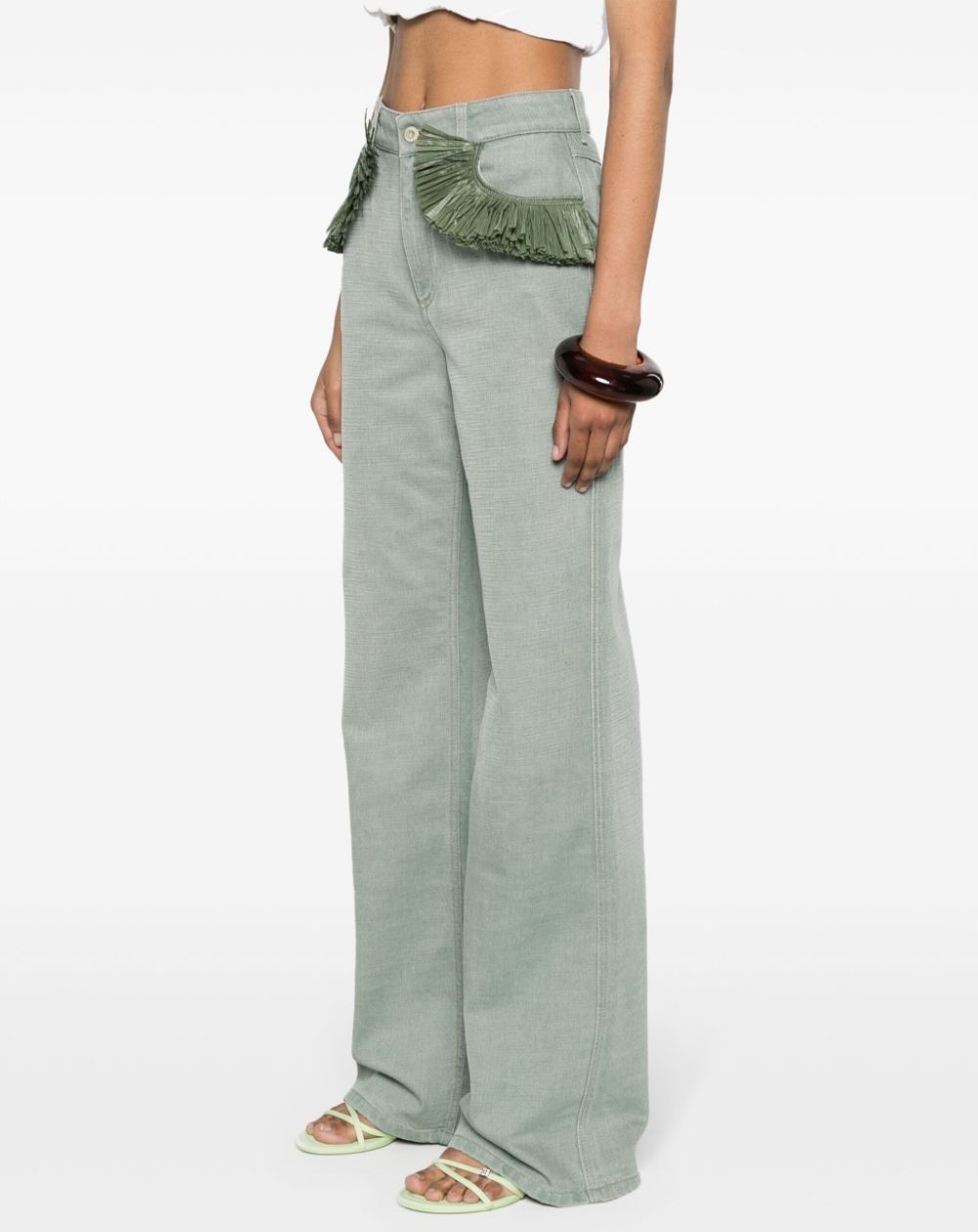 Quần Jean Loewe x Paula Ibiza Bootleg Jeans In Denim Khaki Green 11