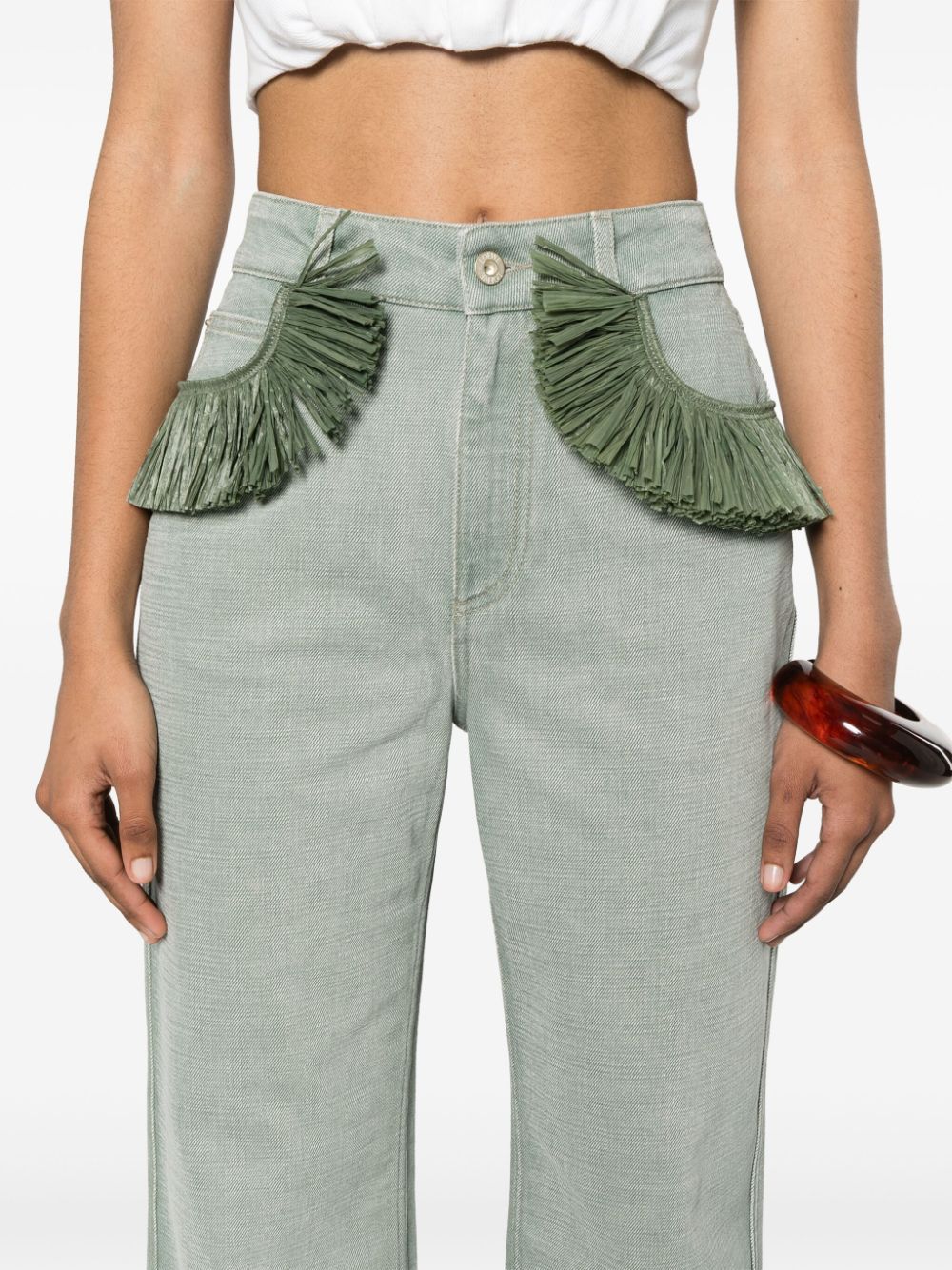 Quần Jean Loewe x Paula Ibiza Bootleg Jeans In Denim Khaki Green 17