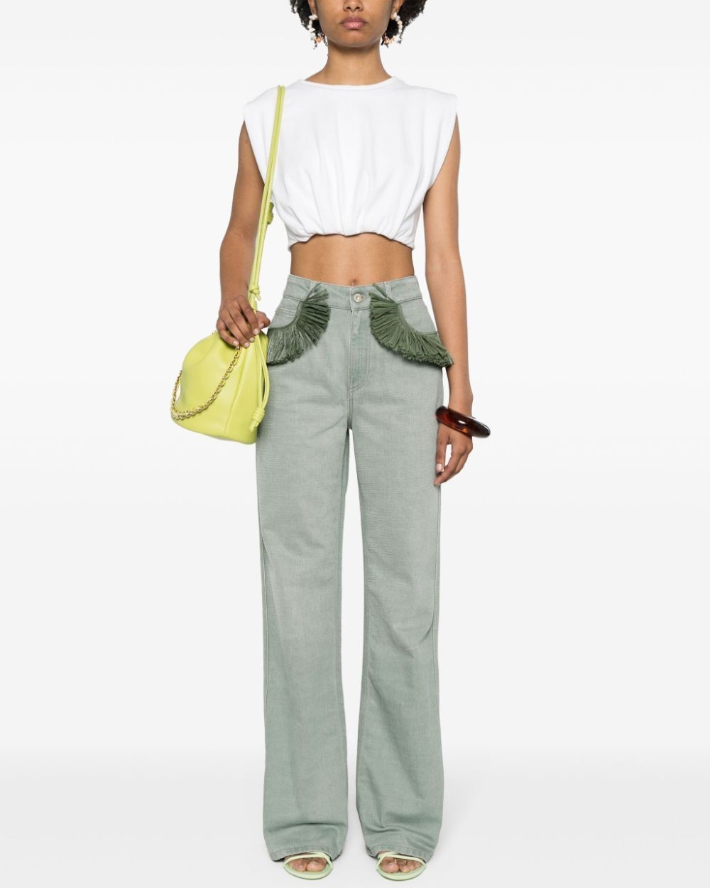 Quần Jean Loewe x Paula Ibiza Bootleg Jeans In Denim Khaki Green 1