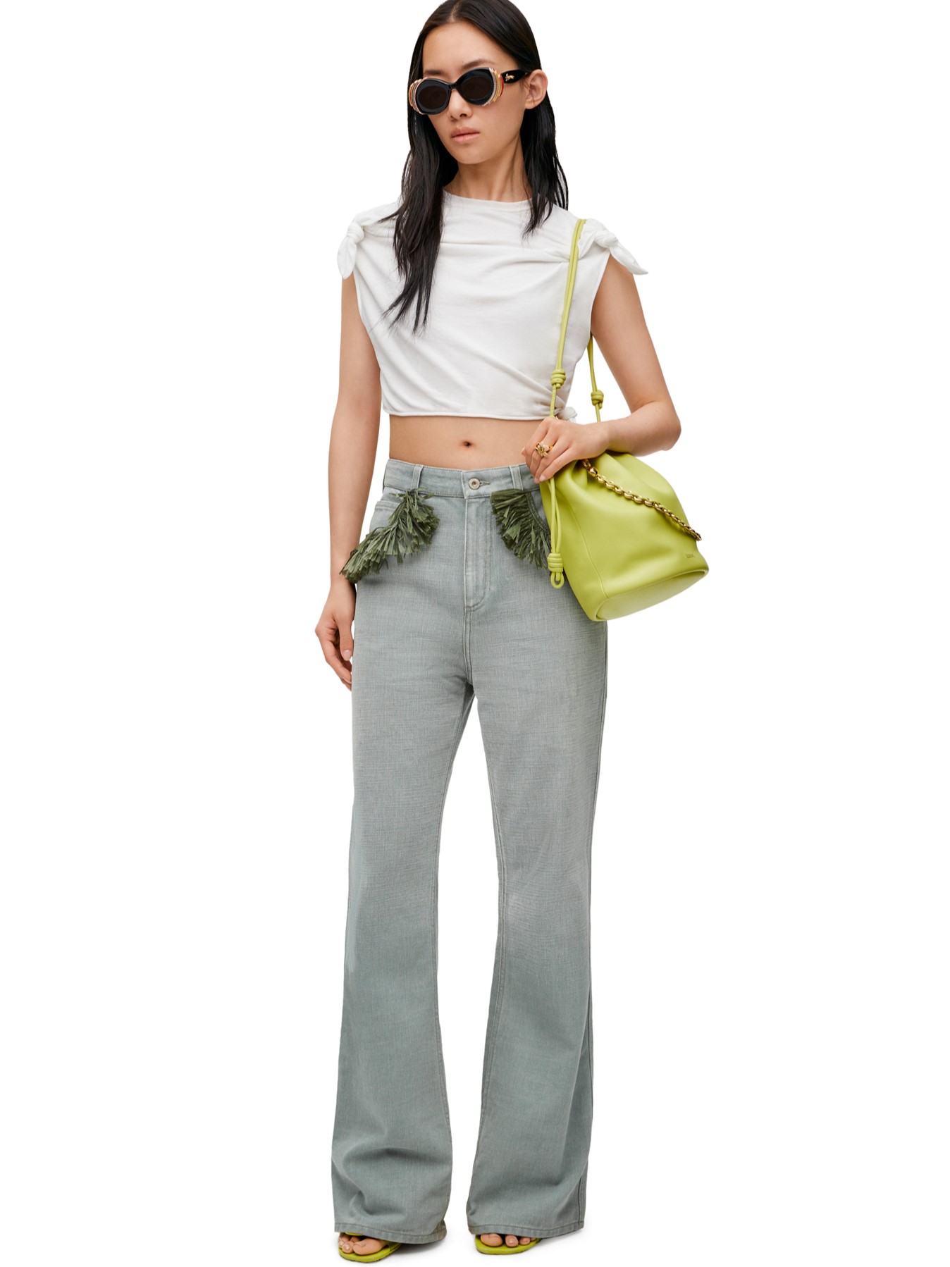 Quần Jean Loewe x Paula Ibiza Bootleg Jeans In Denim Khaki Green 5