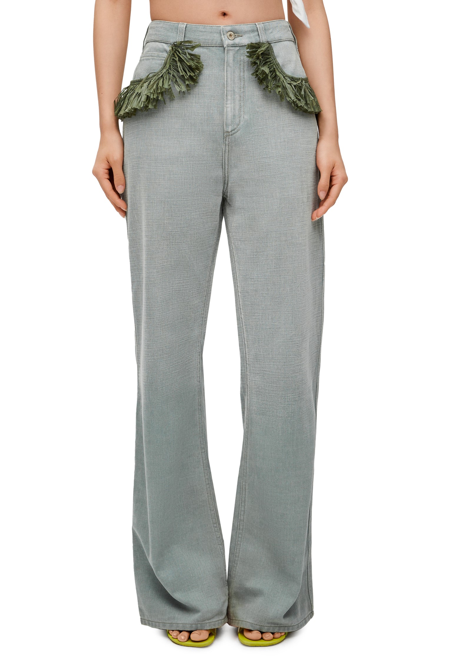 Quần Jean Loewe x Paula Ibiza Bootleg Jeans In Denim Khaki Green 8