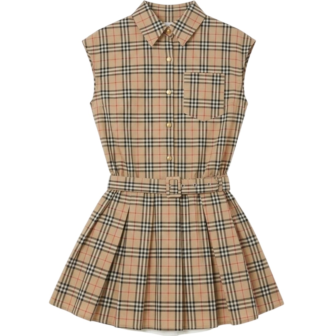 Áo đầm sọc nâu lớn dáng xòe Burberry 5