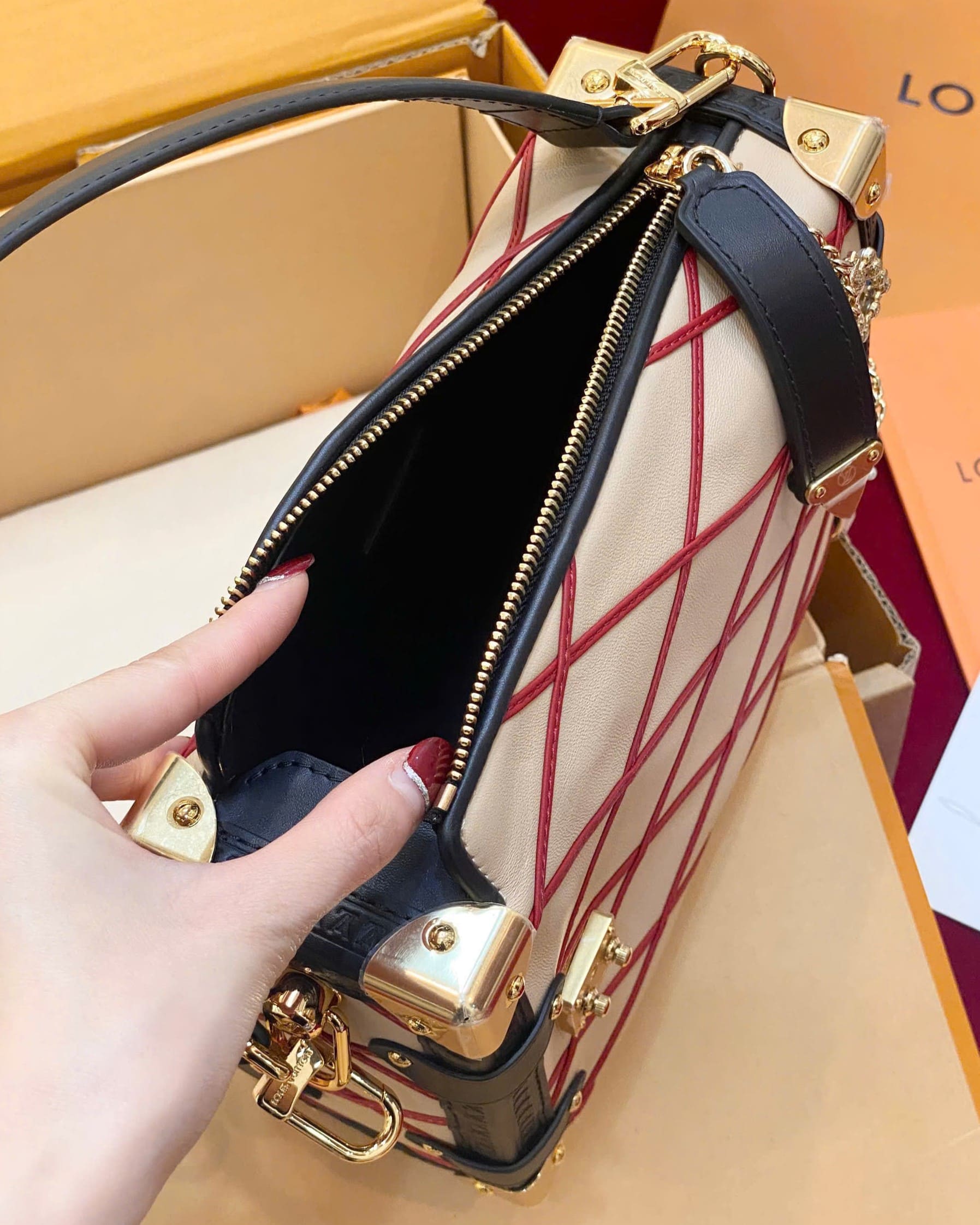 Túi Louis Vuitton Side Trunk MM Malletage Leather Beige M24403 6