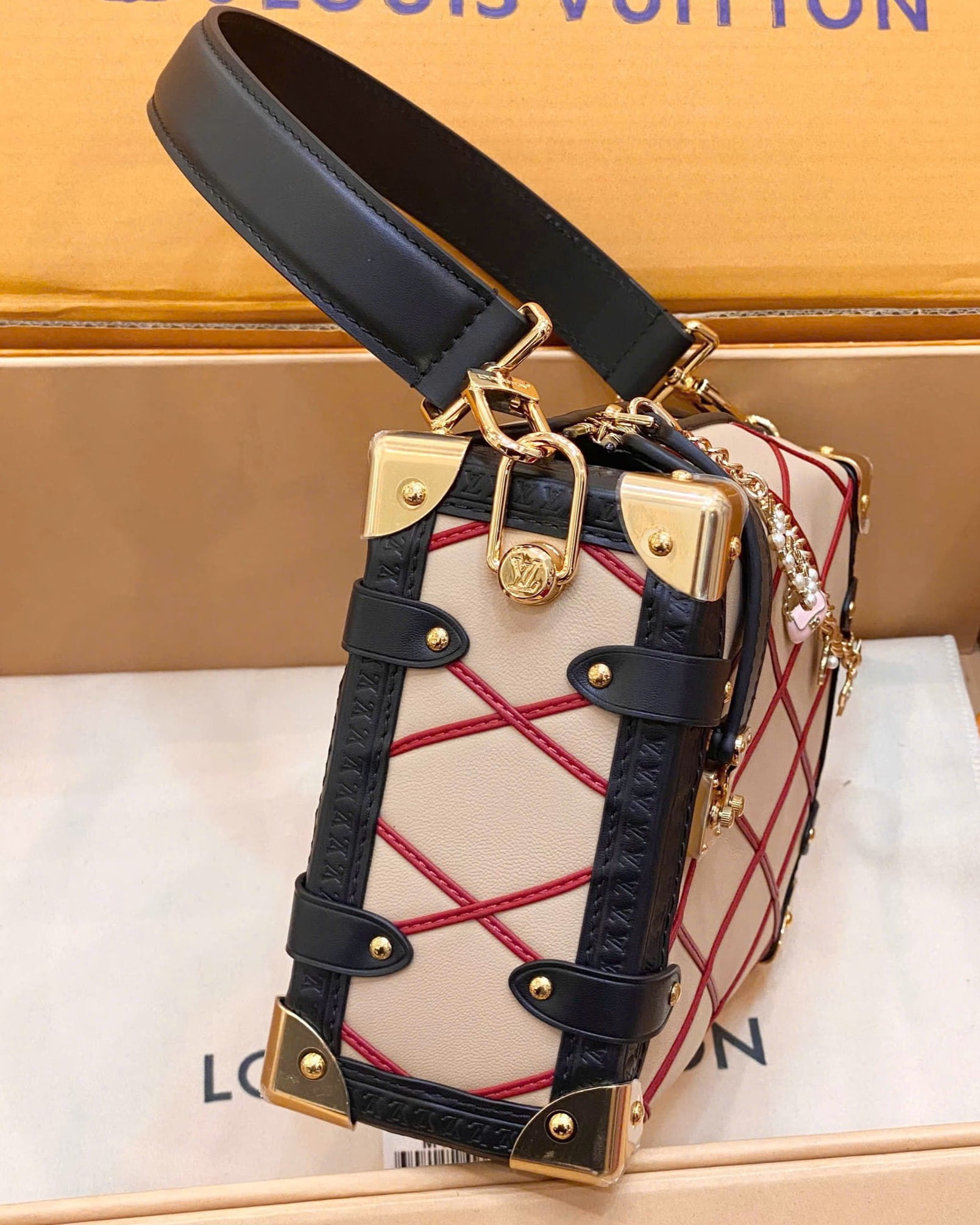 Túi Louis Vuitton Side Trunk MM Malletage Leather Beige M24403 7