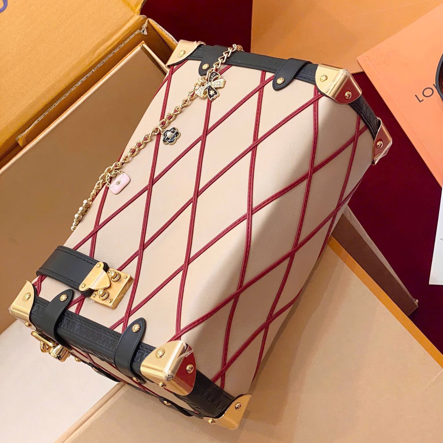 Túi Louis Vuitton Side Trunk MM Malletage Leather Beige M24403 9