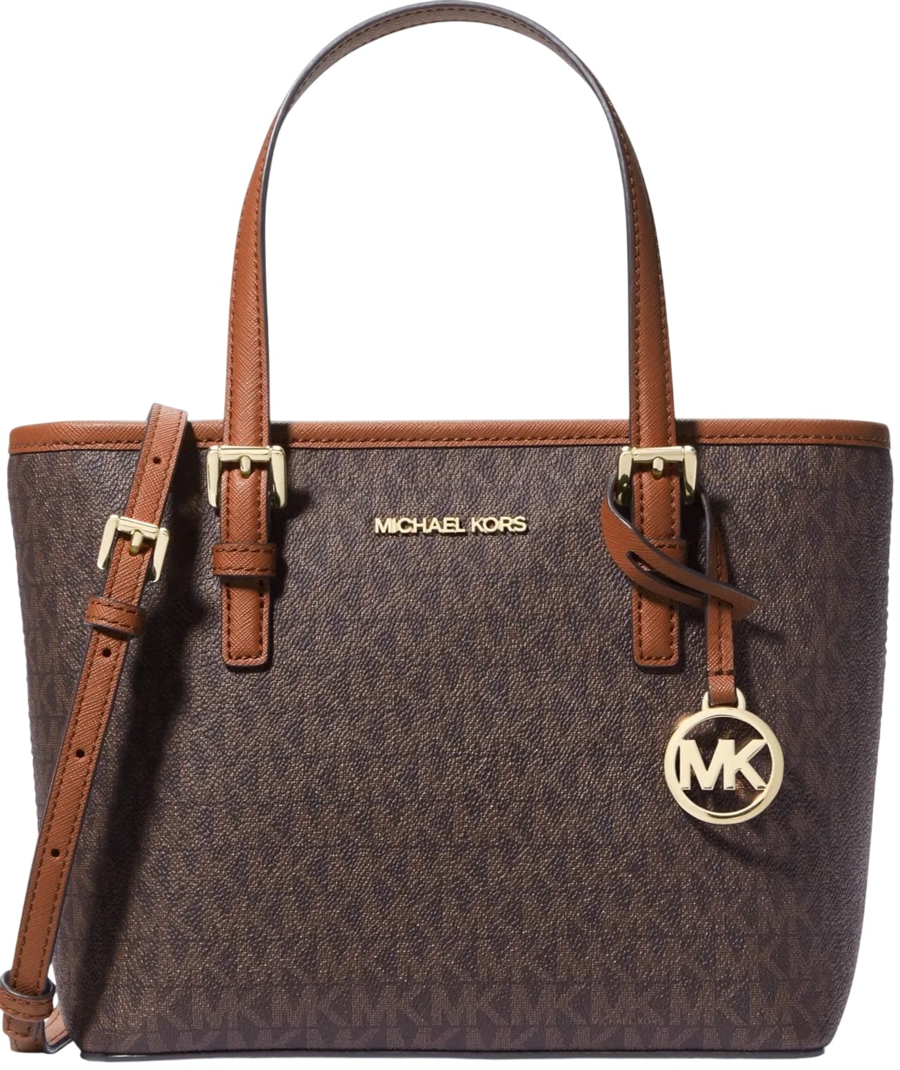 Túi Michael Kors Jet Set Travel Extra-Small Logo Top-Zip Tote Bag Brown 35T9GTVT0B 4