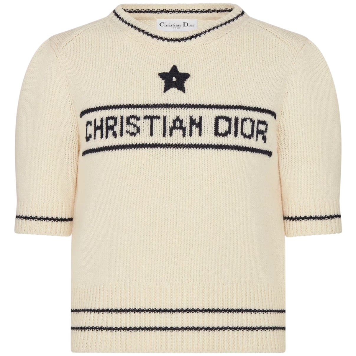 Áo len Dior Short-Sleeved Sweater Ecru Wool and Cashmere Knit 3