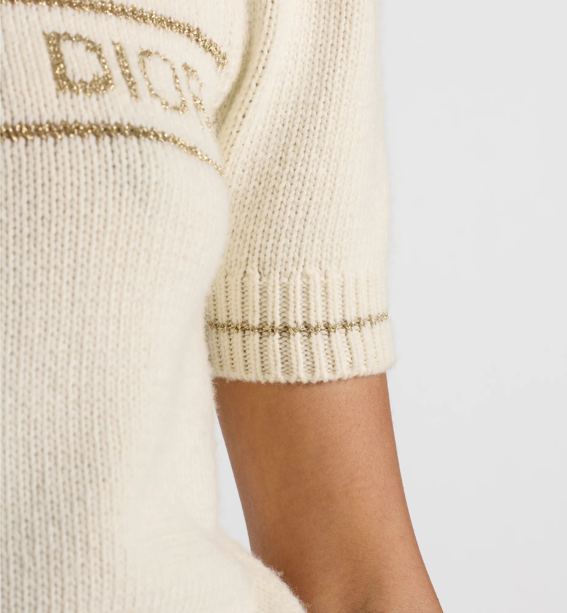Áo len Dior Short-Sleeved Sweater Gold-Tone Blended Virgin Wool and Cashmere Knit 2