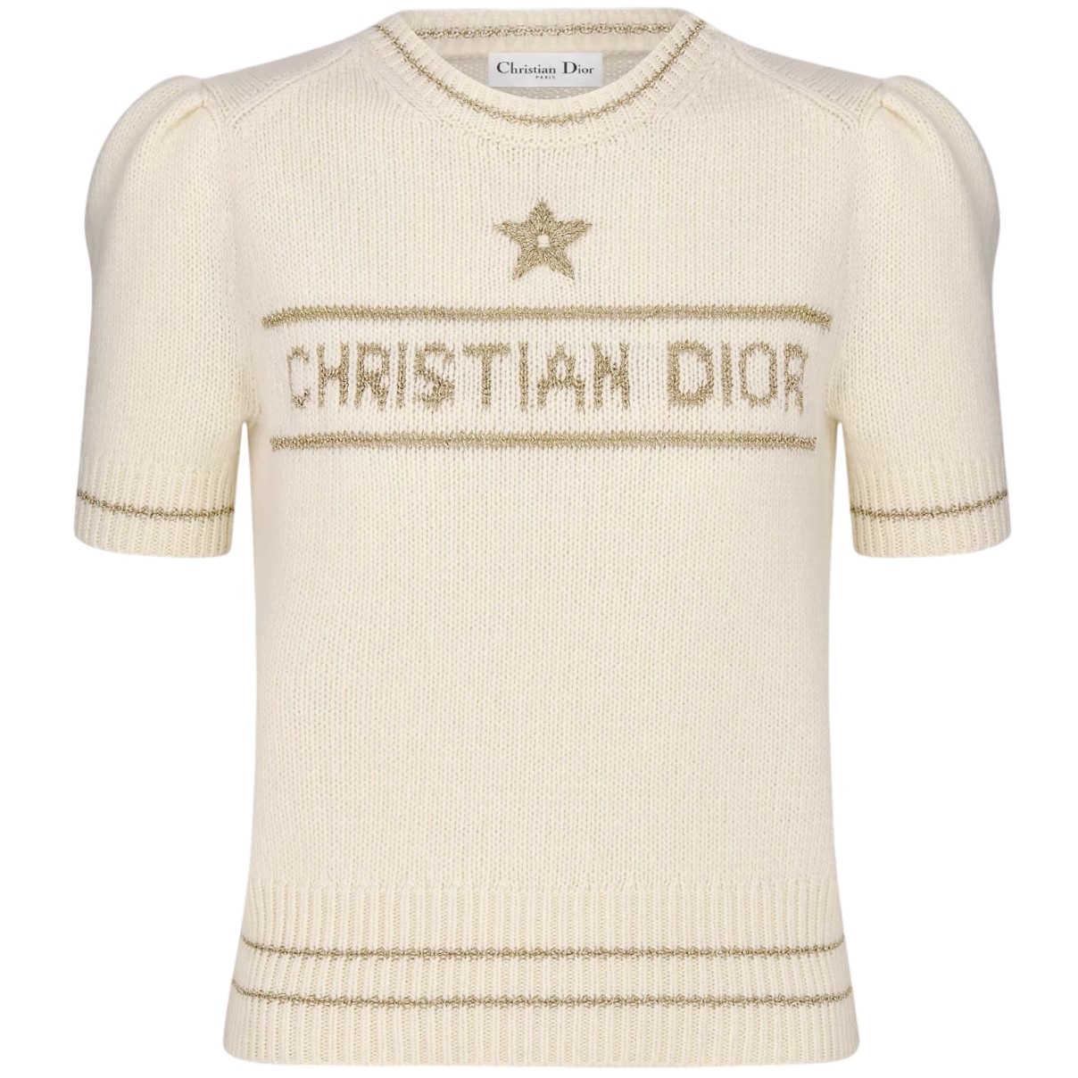 Áo len Dior Short-Sleeved Sweater Gold-Tone Blended Virgin Wool and Cashmere Knit 4
