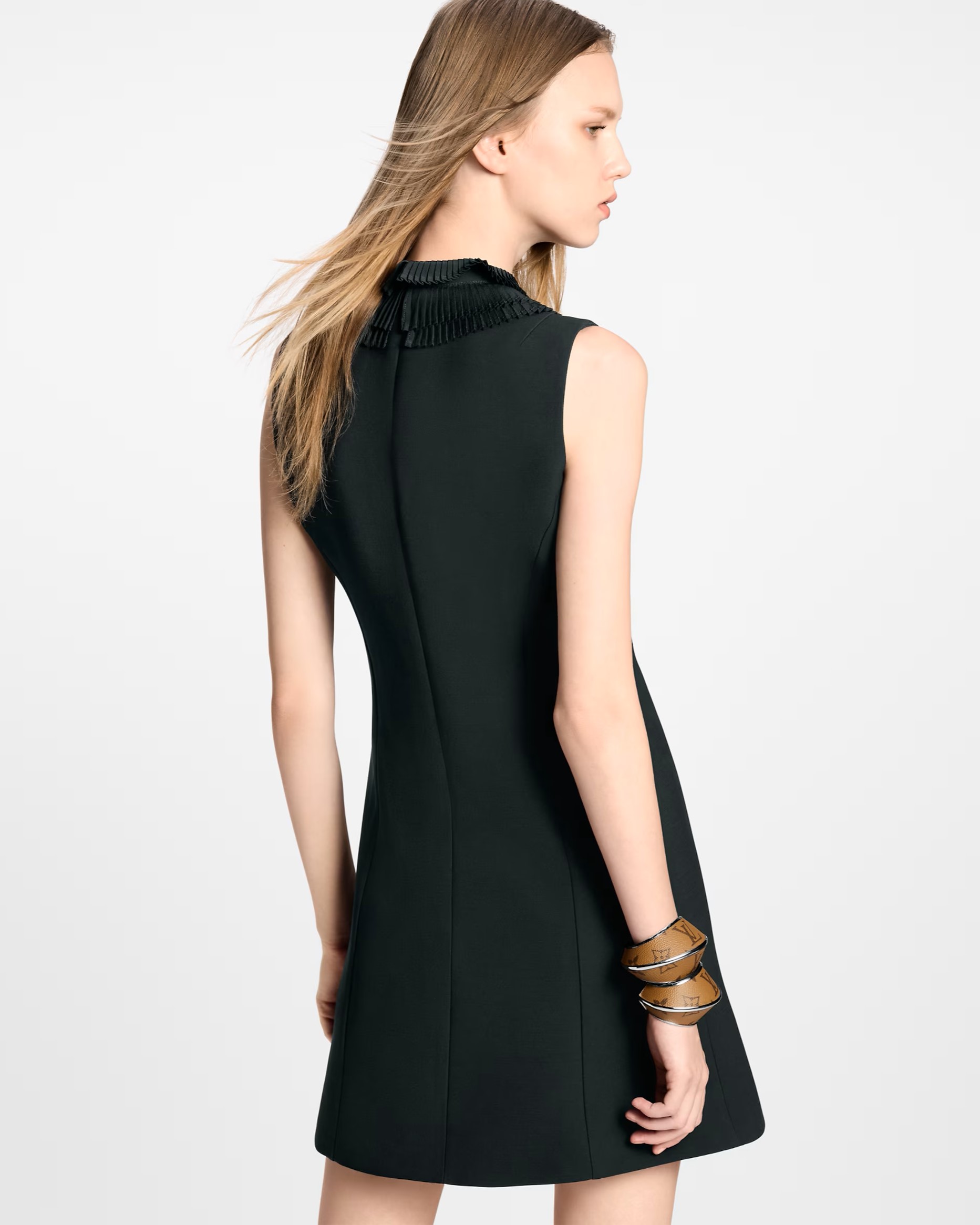 Váy đầm Louis Vuitton Pleat Collar Fitted Dress Black 6