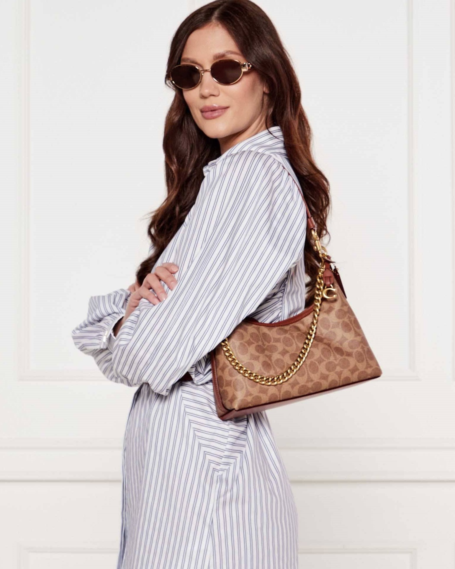 Túi Coach Juliet Shoulder Bag 25 In Signature Canvas Tan Caramel CAM26 4
