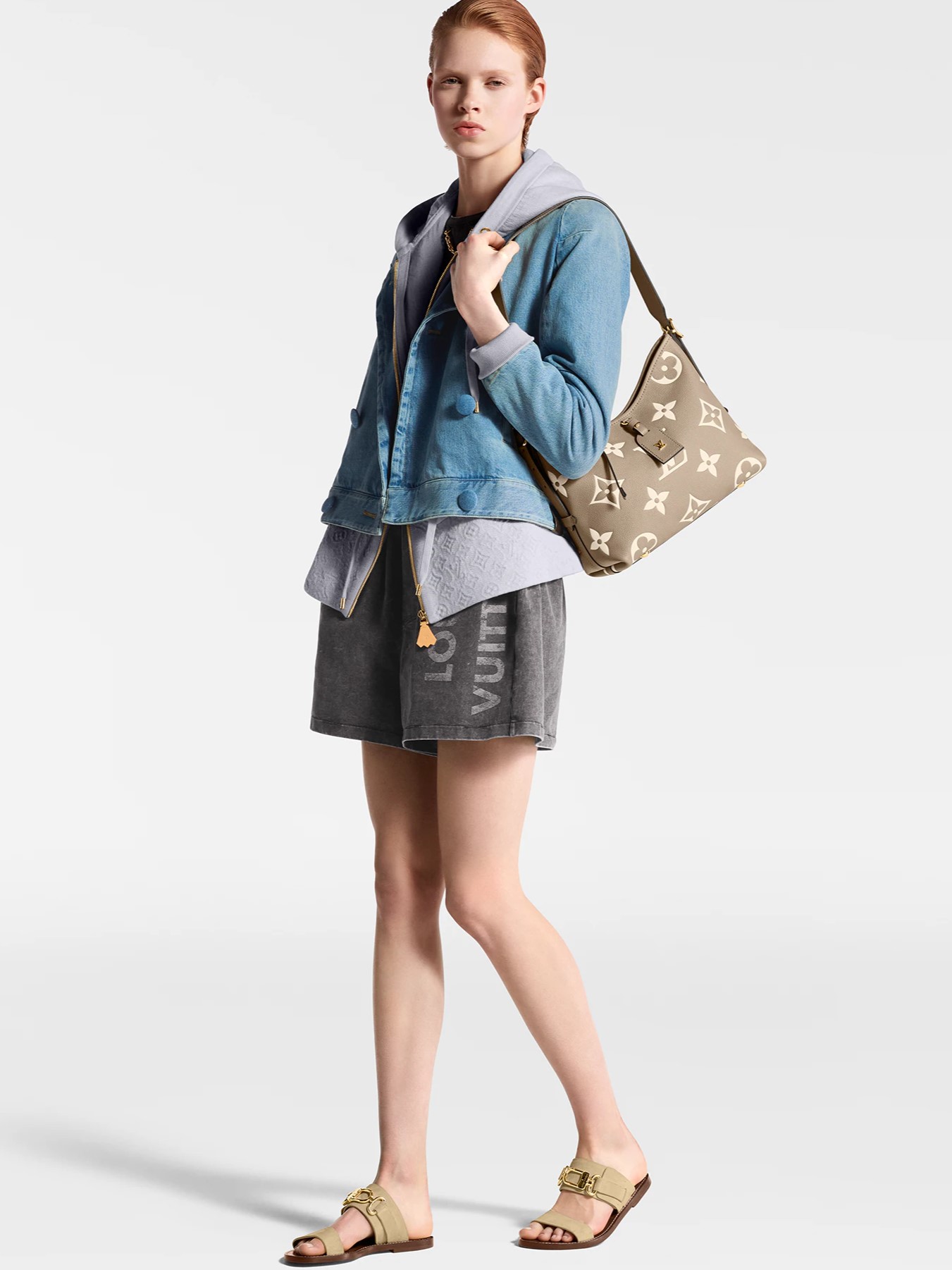 Túi LV Louis Vuitton CarryAll PM Bicolor Monogram Empreinte Tourterelle Grey 4