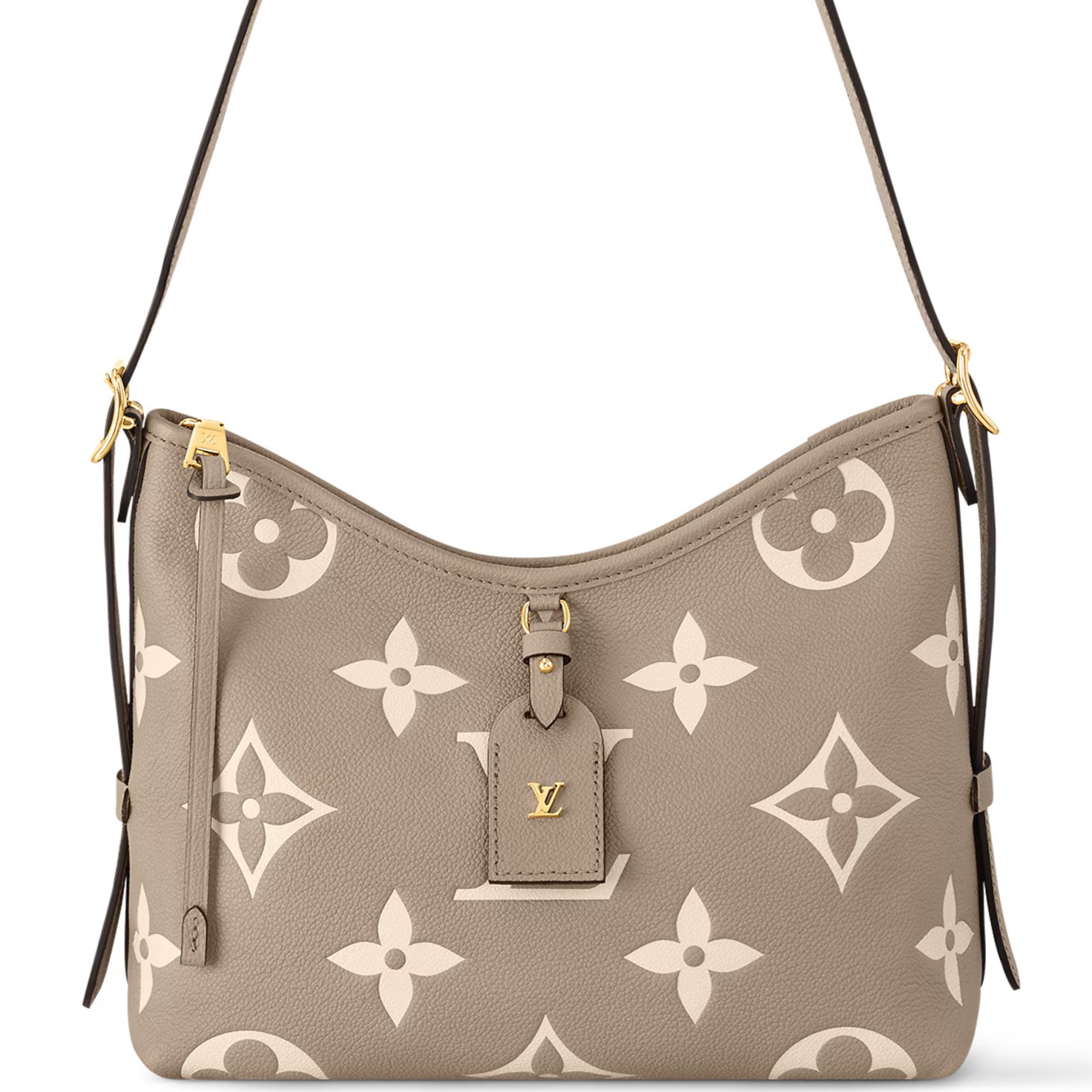 Túi LV Louis Vuitton CarryAll PM Bicolor Monogram Empreinte Tourterelle Grey 9