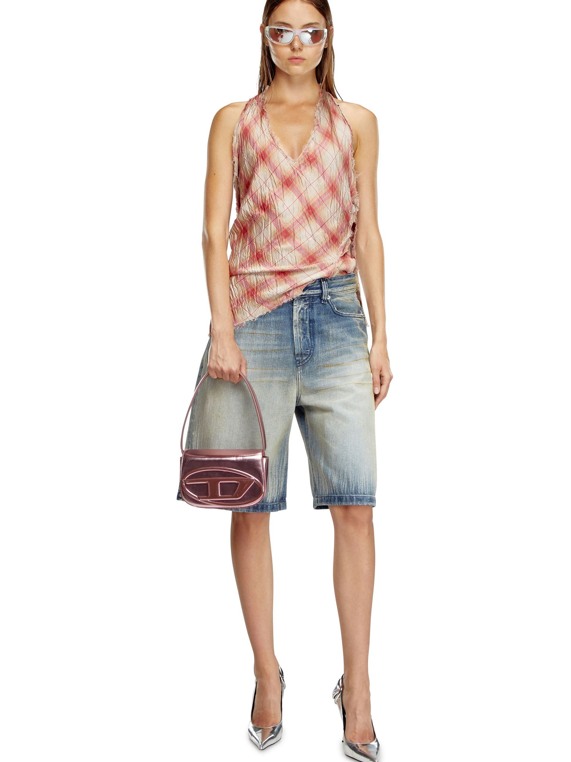 Túi xách nữ Diesel Womens 1DR Pink Mirrored Leather Shoulder Bag 14