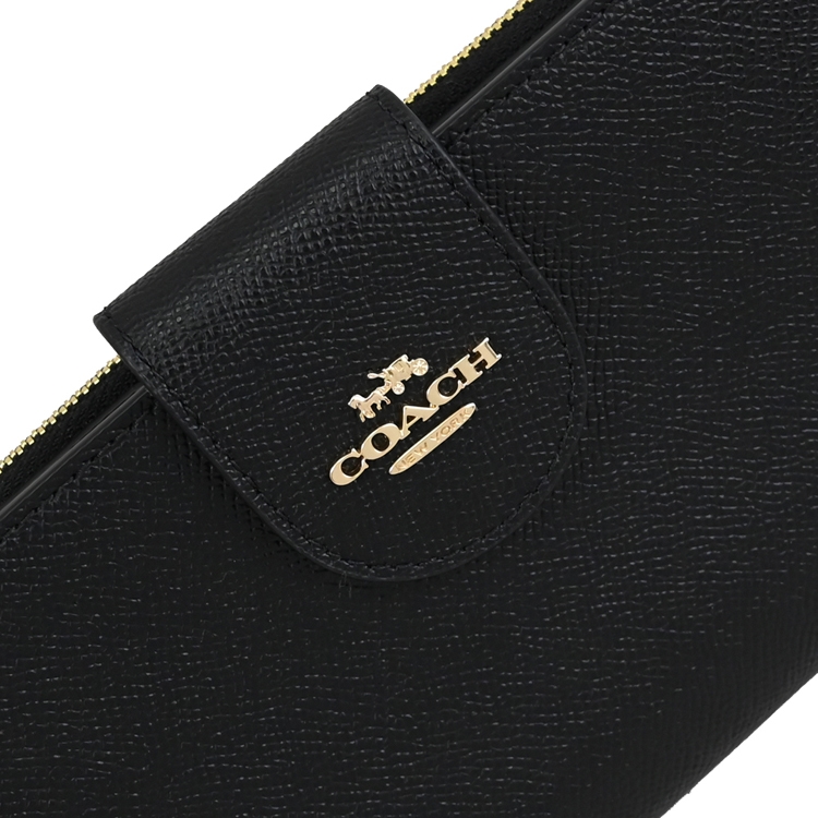 Ví điện thoại Coach Phone Wallet Crossgrain Leather Gold Black CS441 4
