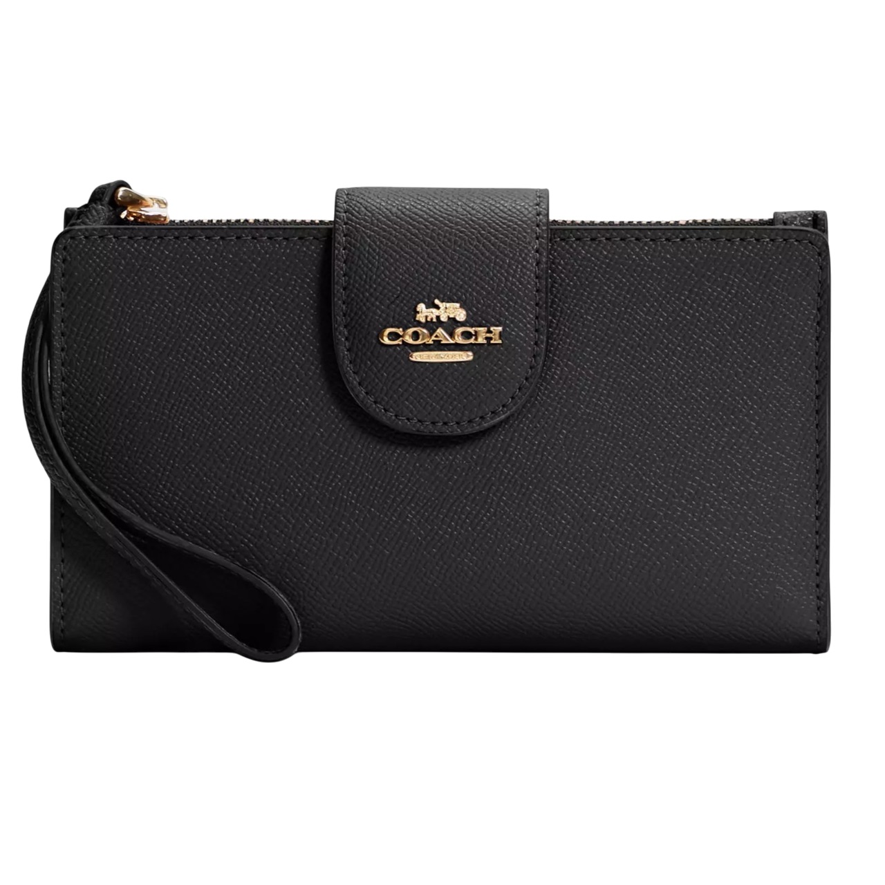 Ví điện thoại Coach Phone Wallet Crossgrain Leather Gold Black CS441 5