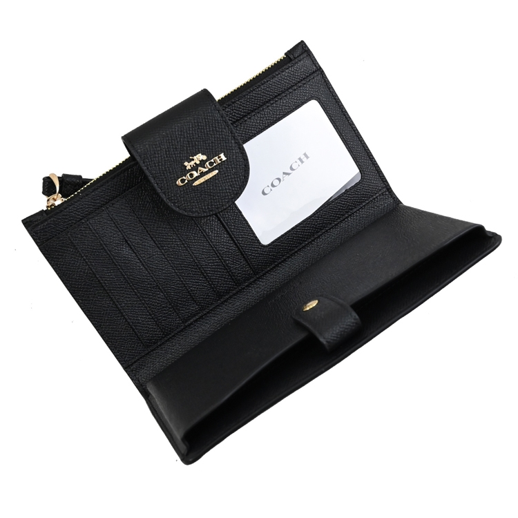 Ví điện thoại Coach Phone Wallet Crossgrain Leather Gold Black CS441 2