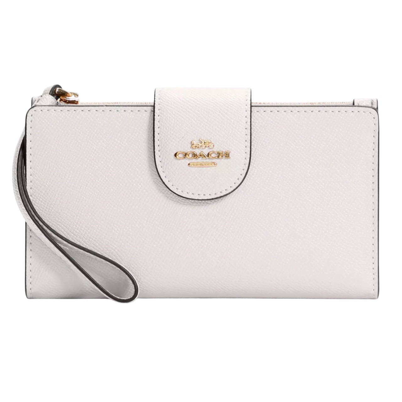 Ví điện thoại Coach Phone Wallet Crossgrain Leather Gold Chalk CS441 2